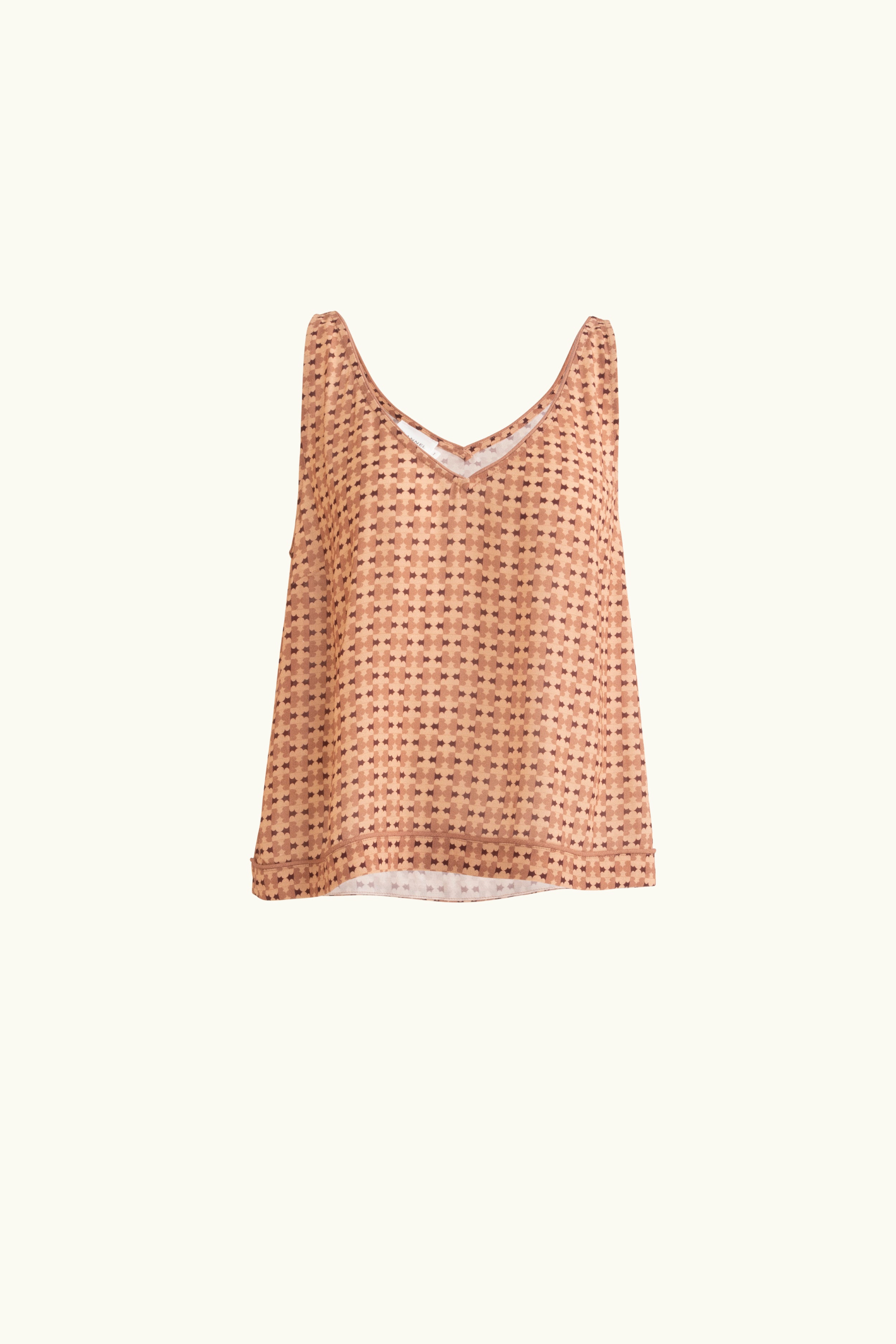 Peach patterned tank top on a white background