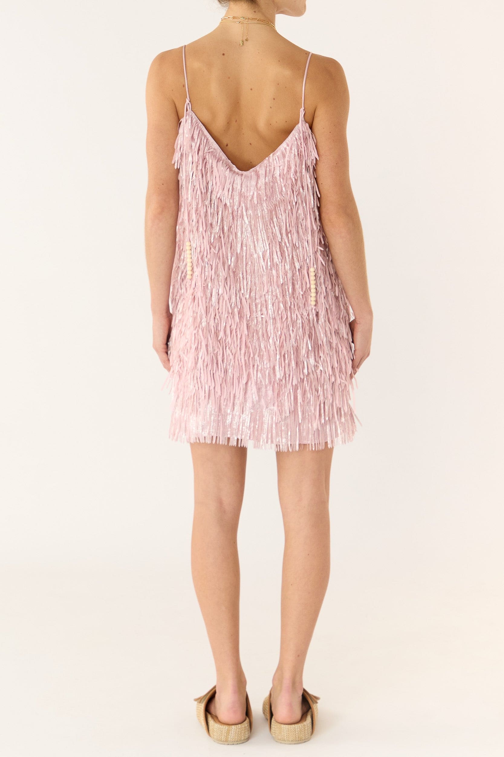 Anna Mae Metallic Tassel Short Dress