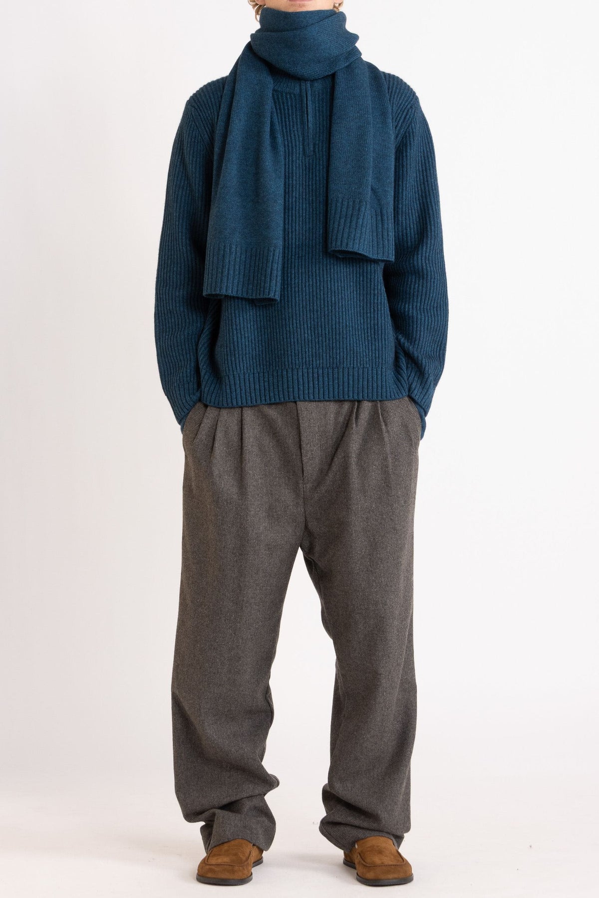 Port Wool-Cashmere Quarter Zip Crew