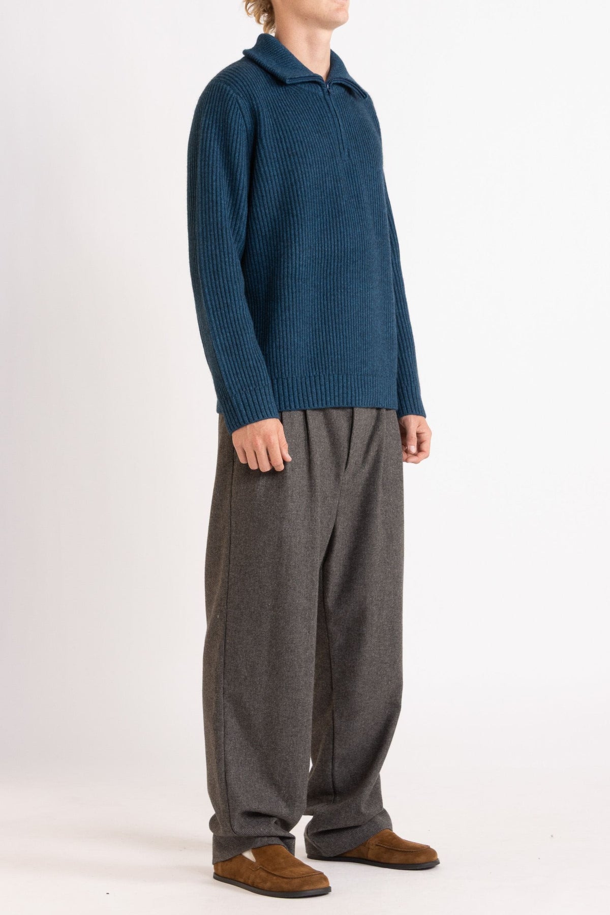 Port Wool-Cashmere Quarter Zip Crew