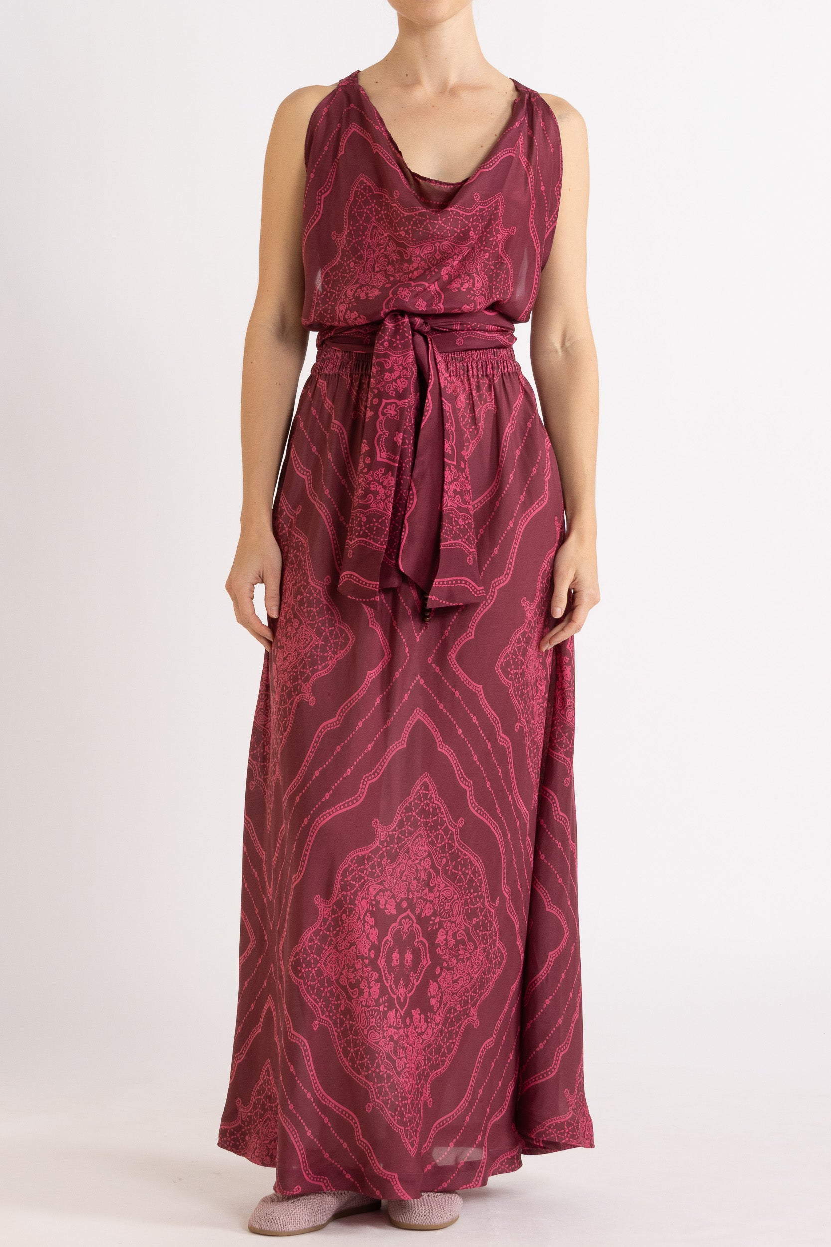 Renee Printed Silk Tie Top