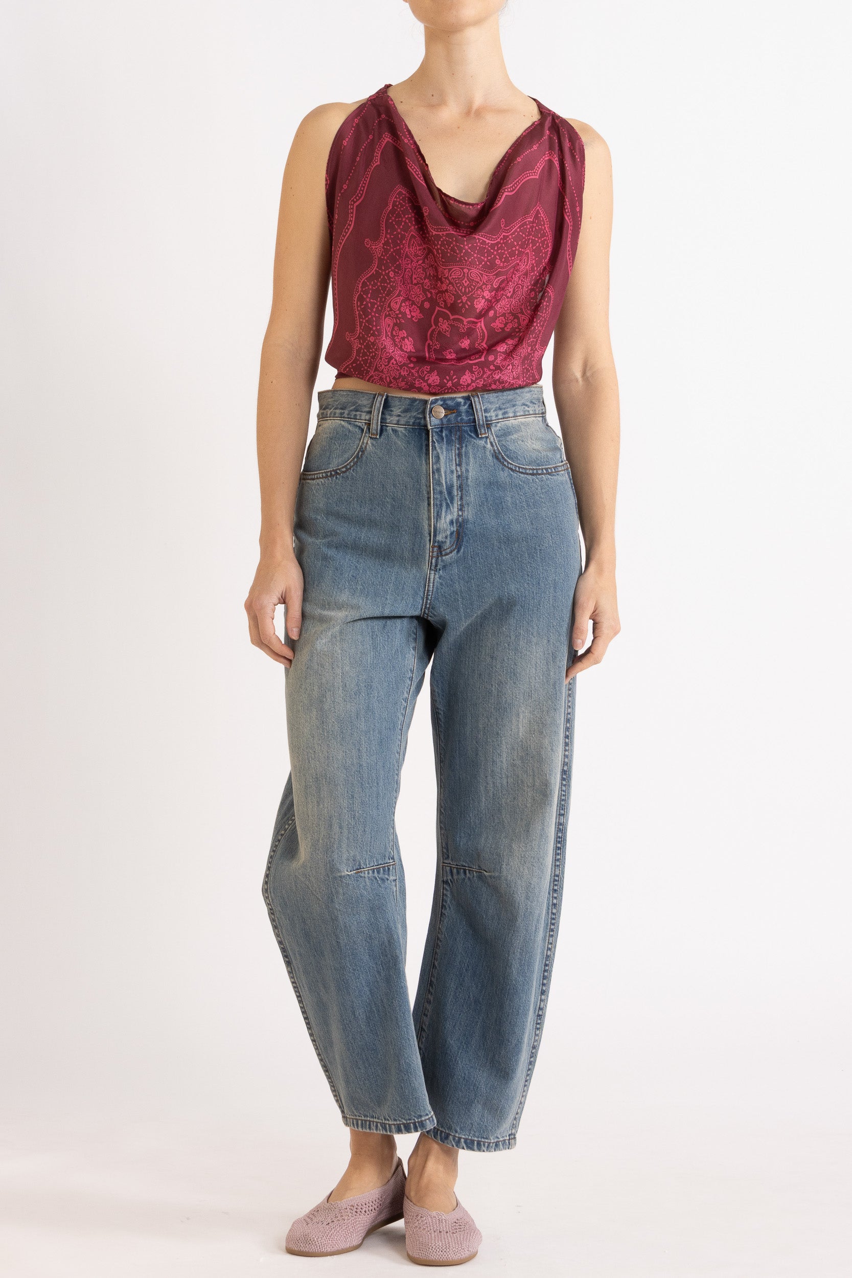 Renee Printed Silk Tie Top