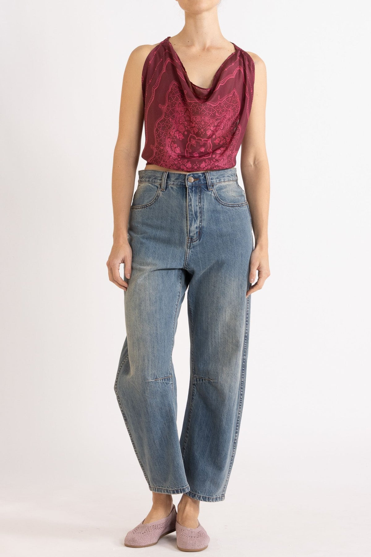 Renee Printed Silk Tie Top