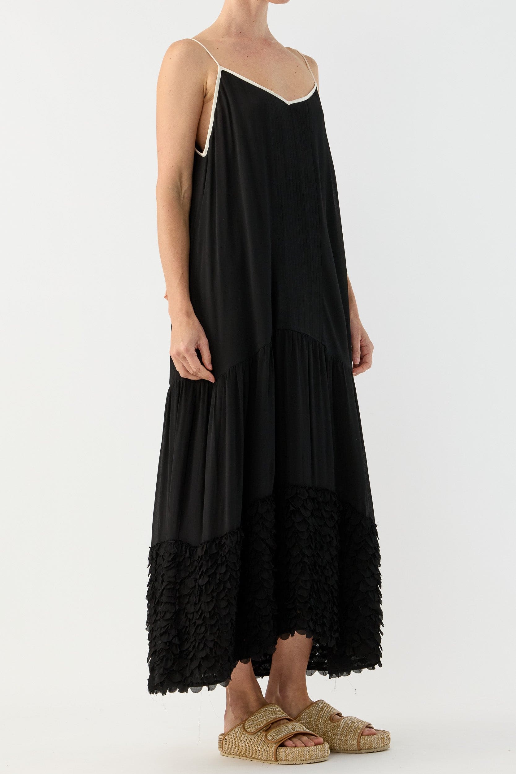 Addie Scalloped Chiffon Maxi Dress