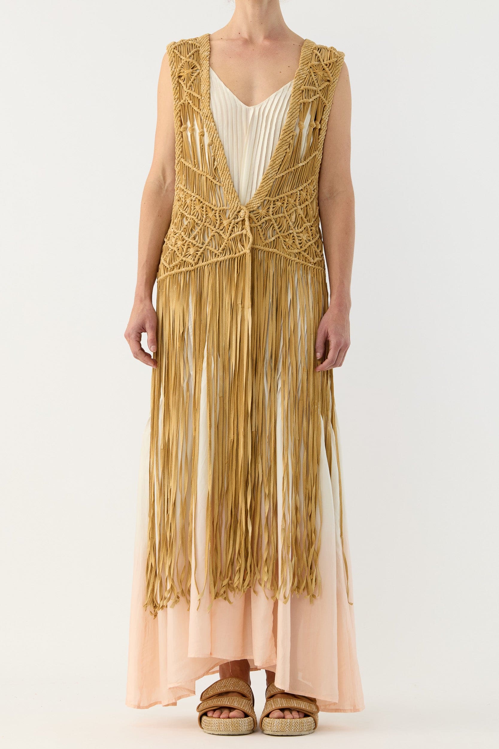 Artemis Fringed Handwoven Suede Vest