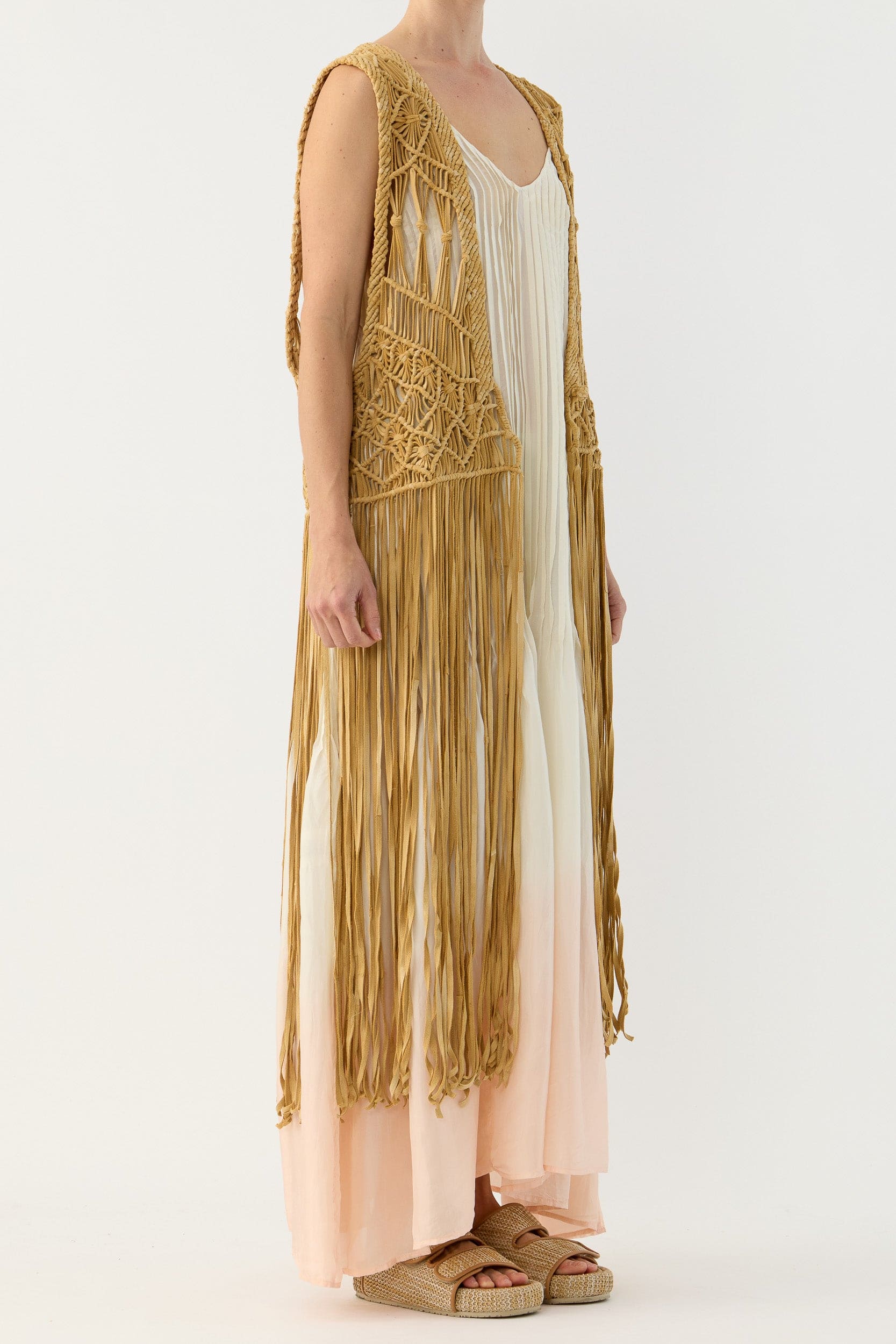 Artemis Fringed Handwoven Suede Vest