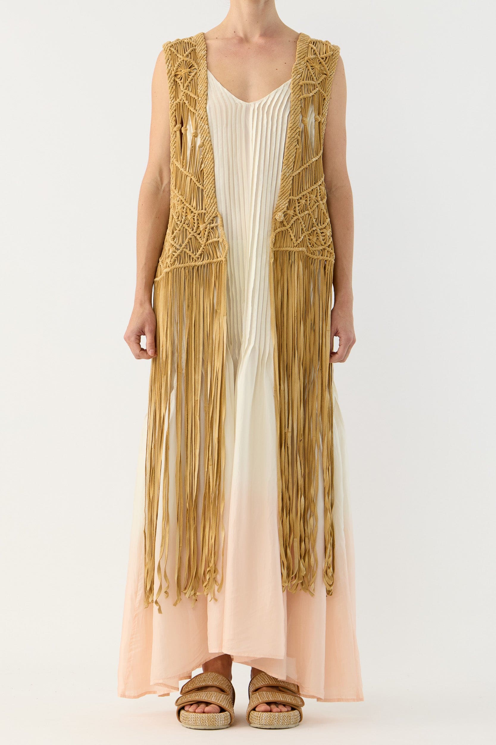 Artemis Fringed Handwoven Suede Vest