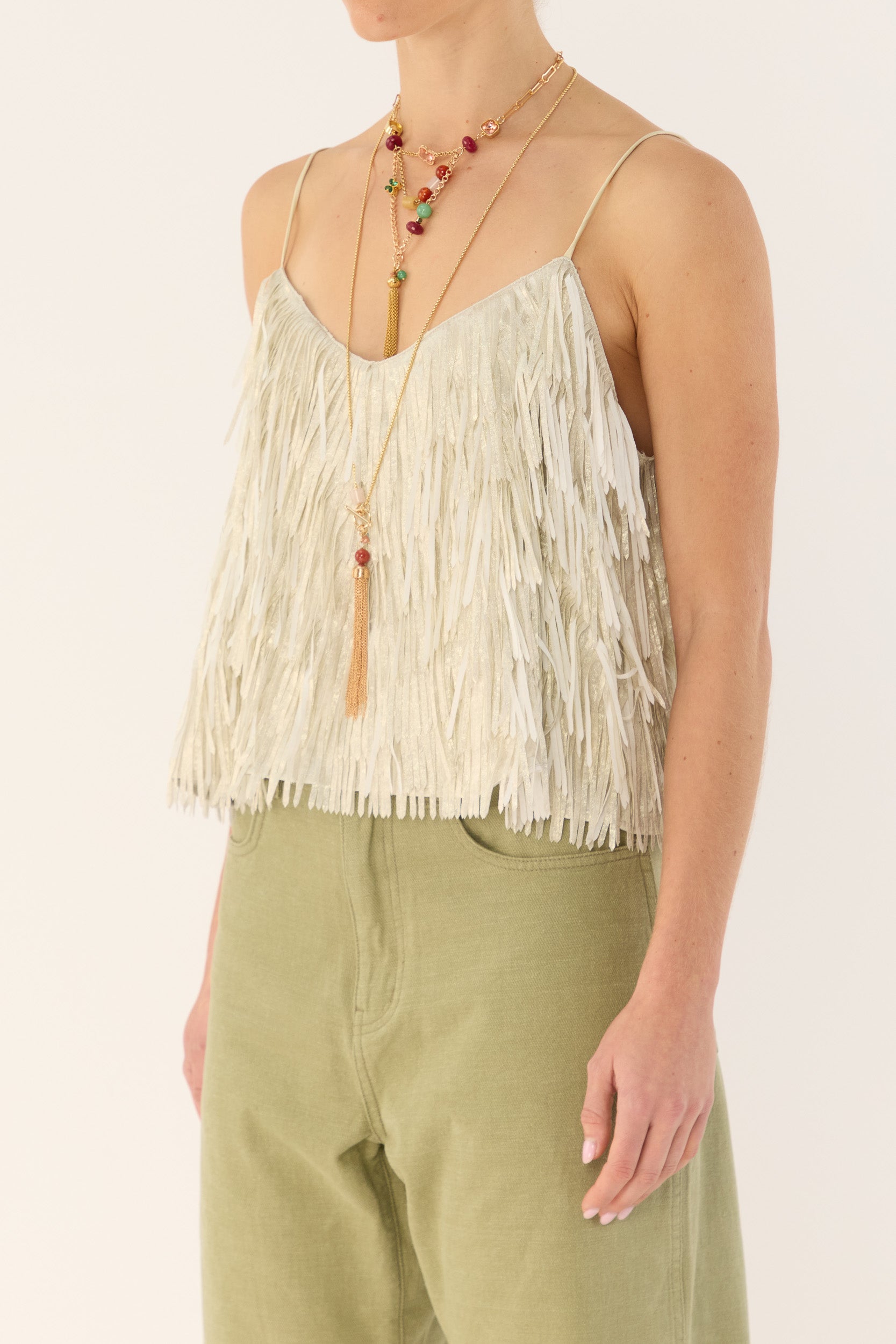 Anna Mae Metallic Tassel Cami