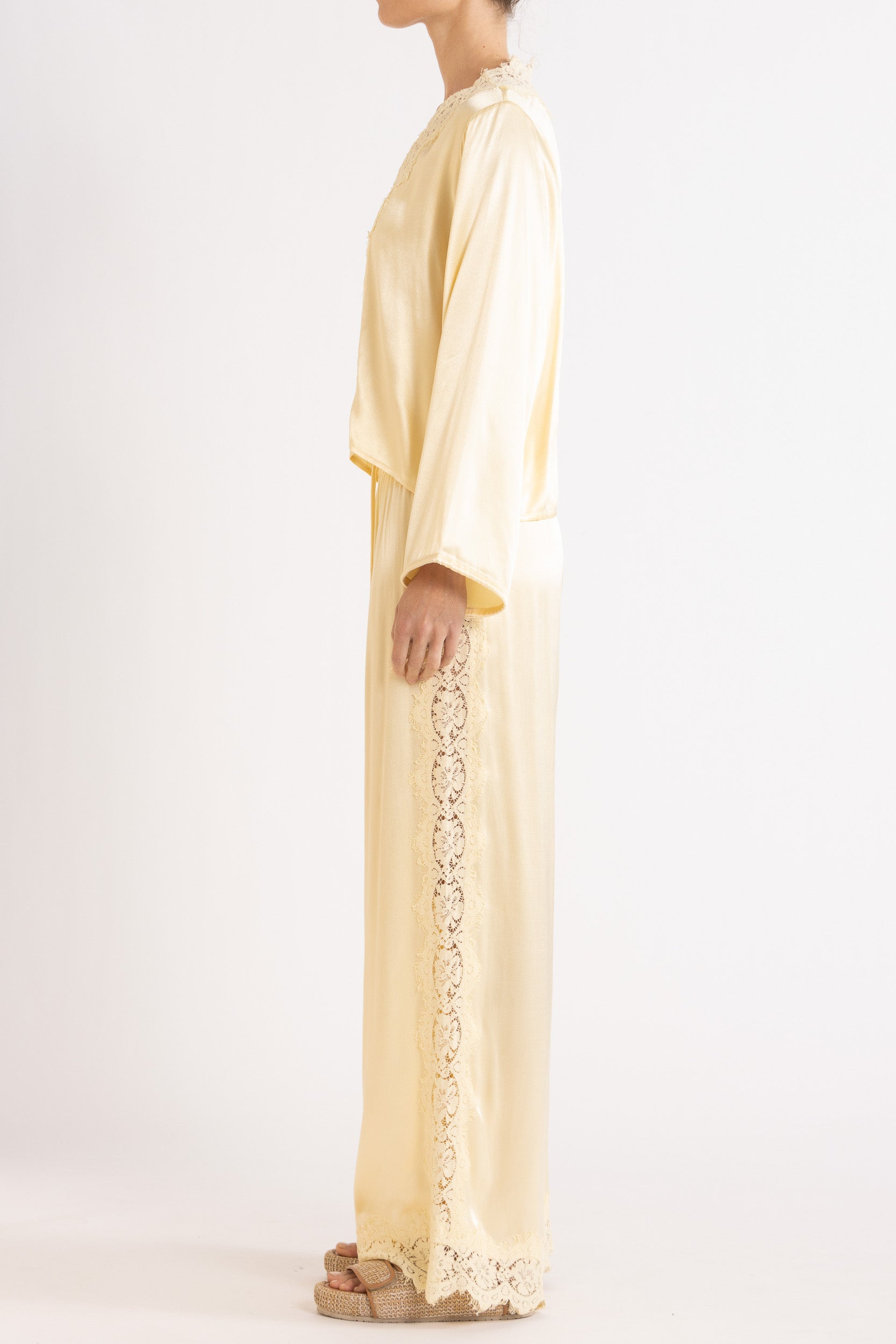 Lenny Satin Lace Long Sleeve Top