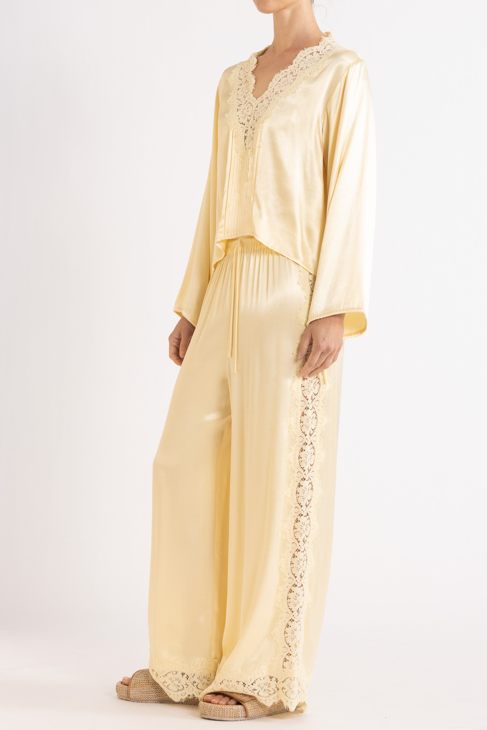 Lenny Satin Lace Long Sleeve Top