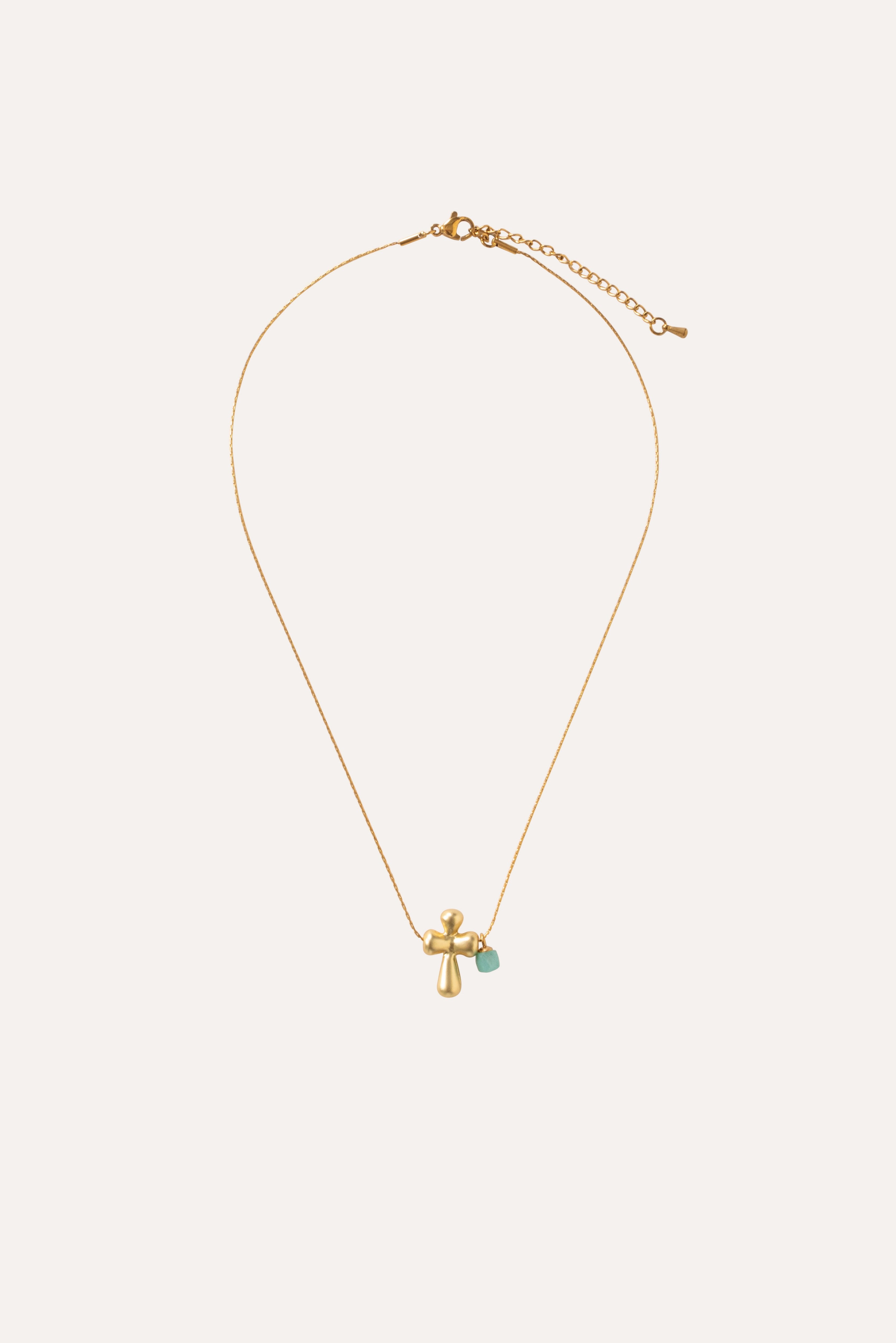 Gabbi Kelly Matte Gold Cross Pendant Necklace