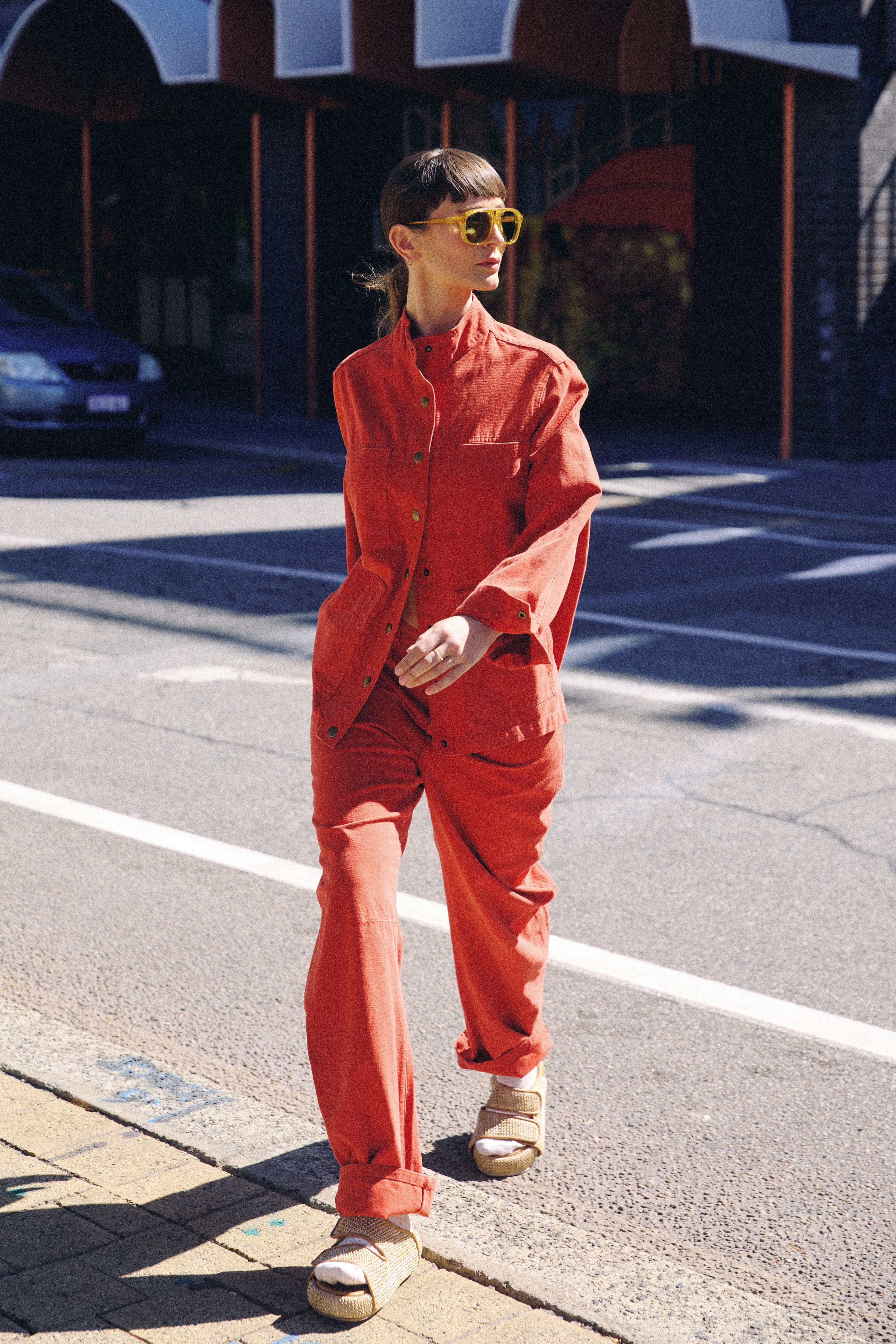 Melina Cotton Twill Bow-Leg Pant