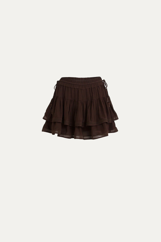 Short black frill skirt hotsell