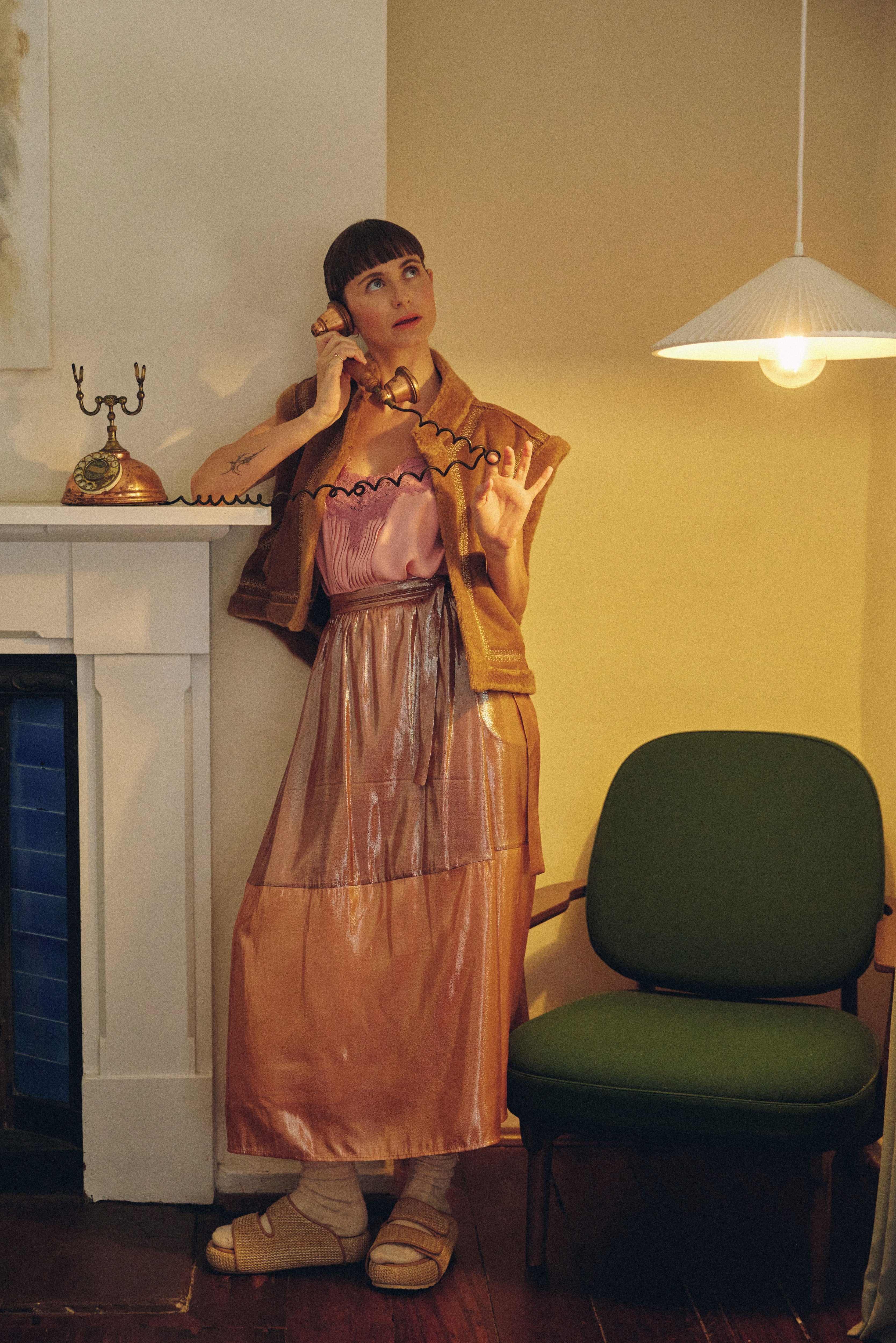 Cerese Silk Lurex Wrap Skirt