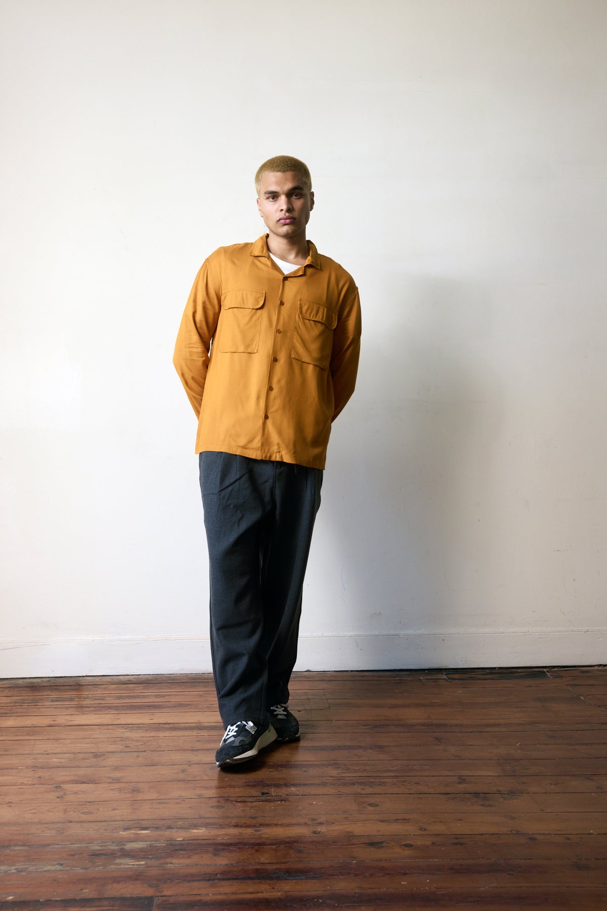 Repare Goods Long Sleeve Camp Collar Shirt