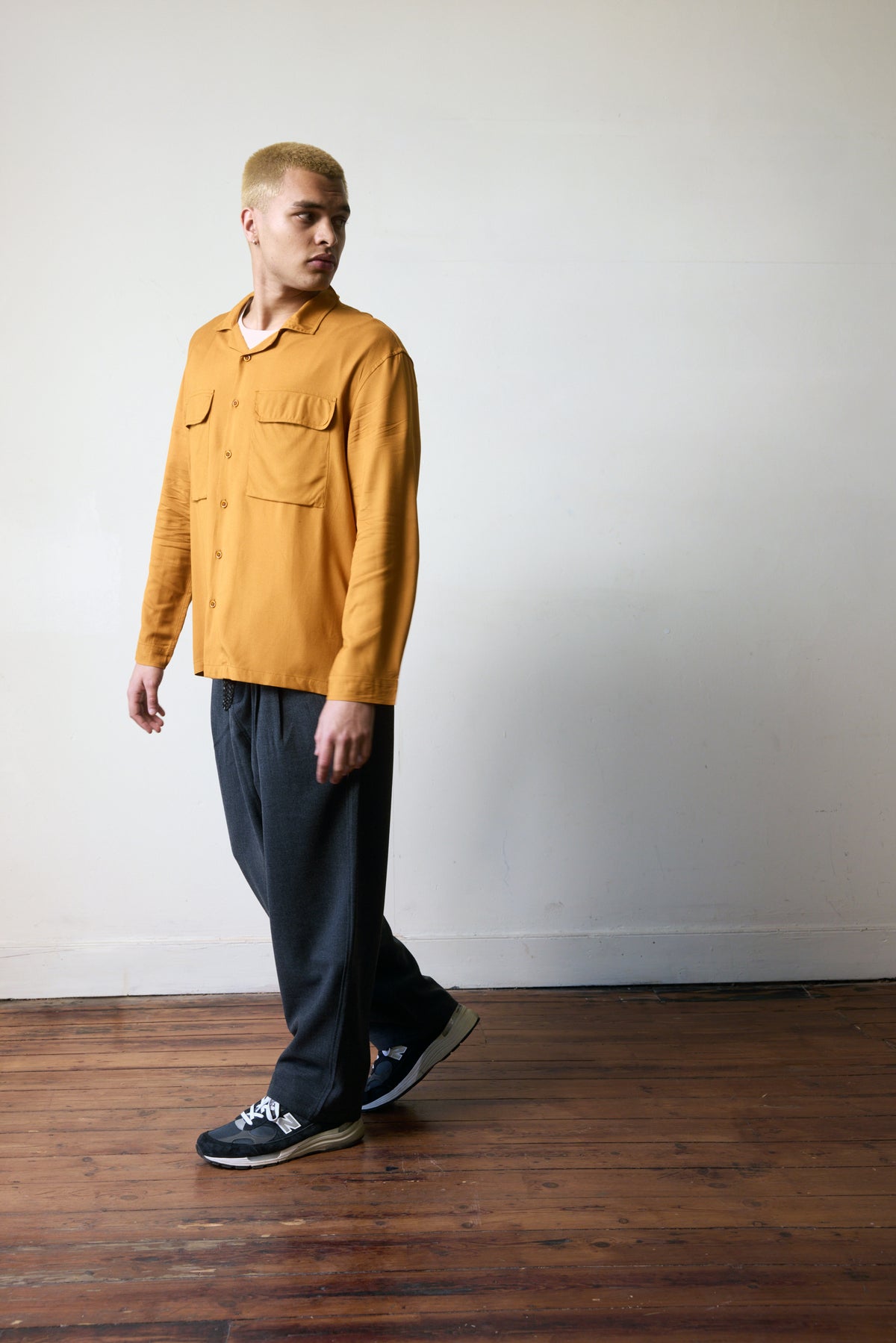 Repare Goods Long Sleeve Camp Collar Shirt