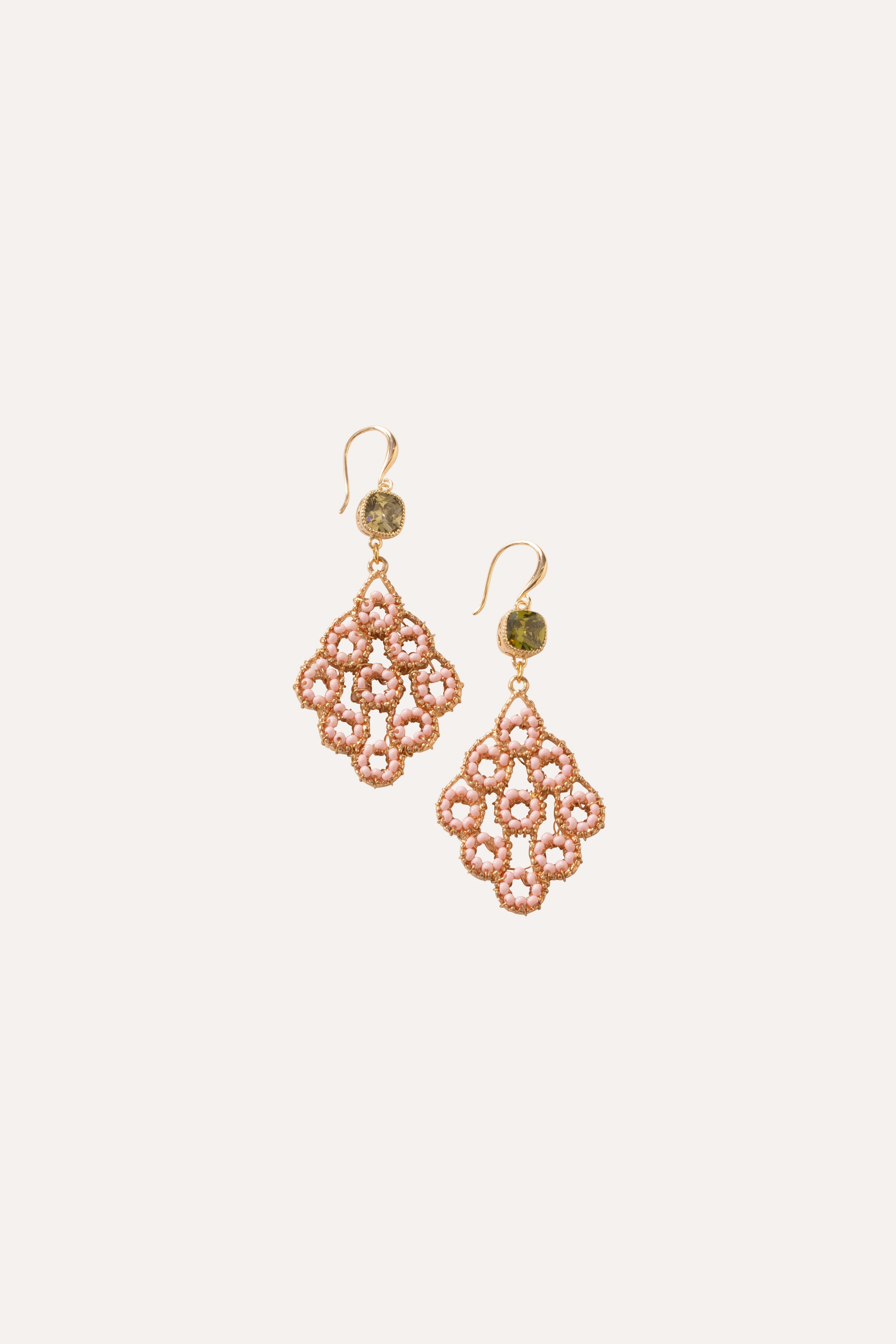 Gabbi Kelly Beaded Coral Diamond Drop Earrings