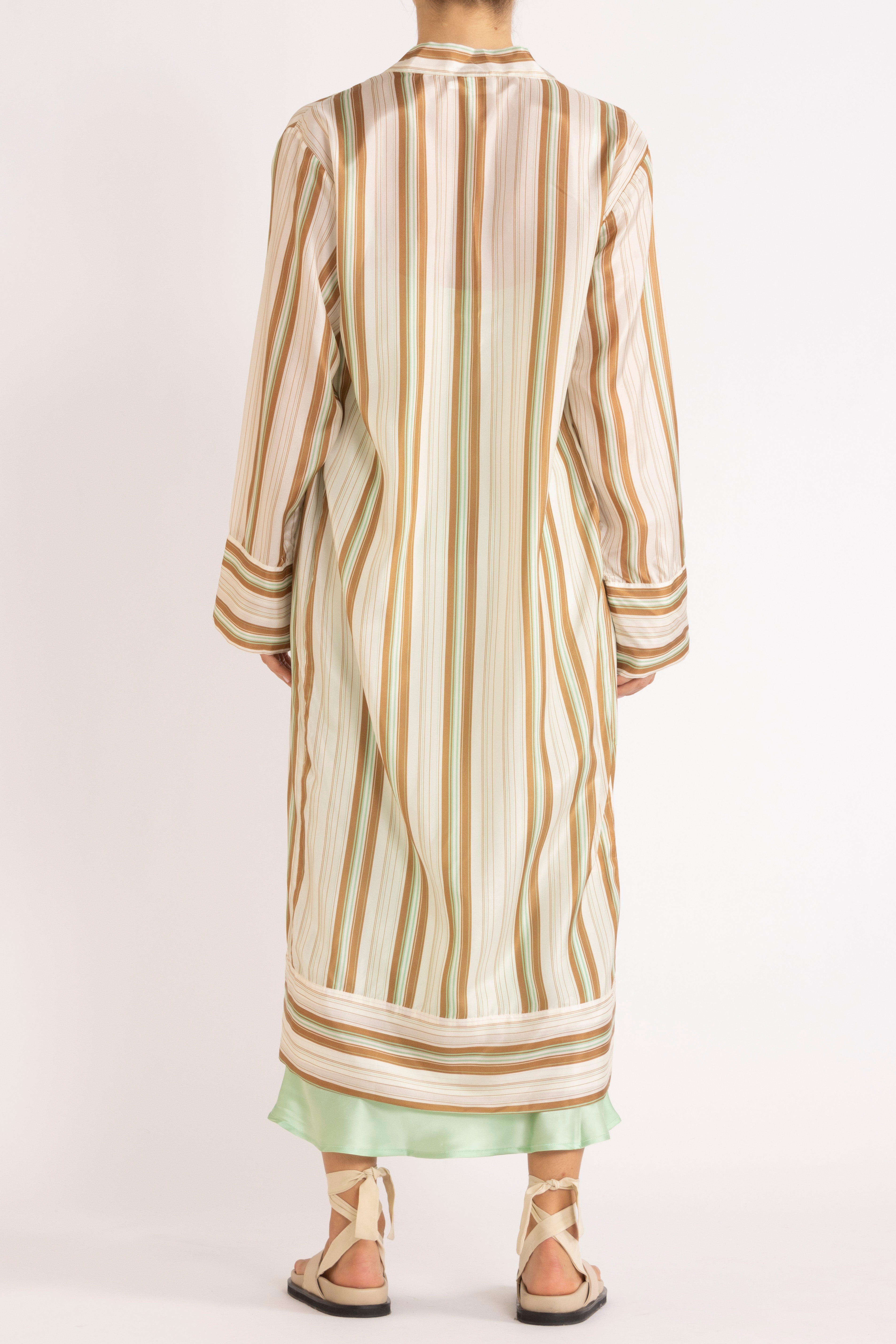 Mira Stripe Silk Long Jacket