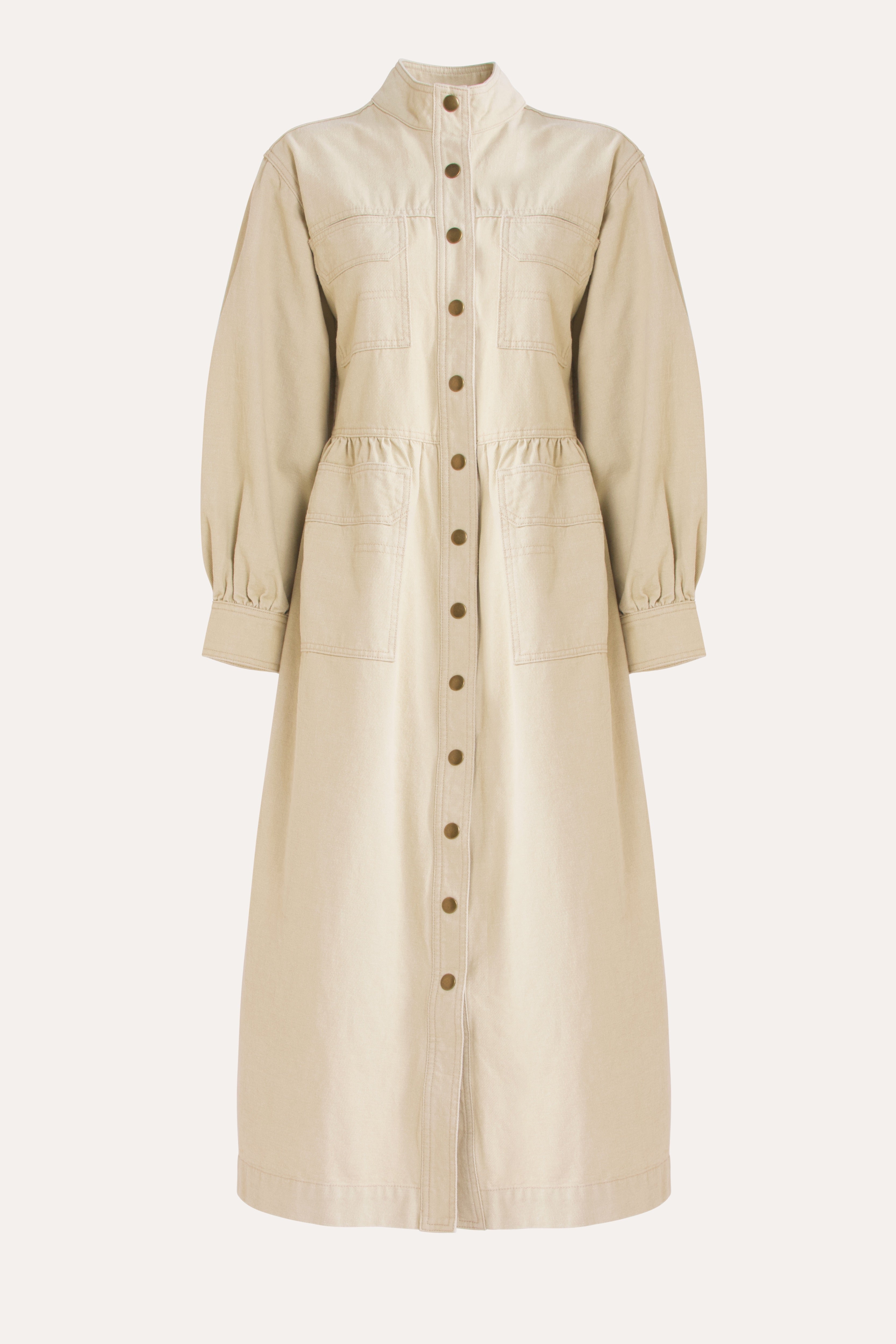 Melina Cotton Twill Dress Stone