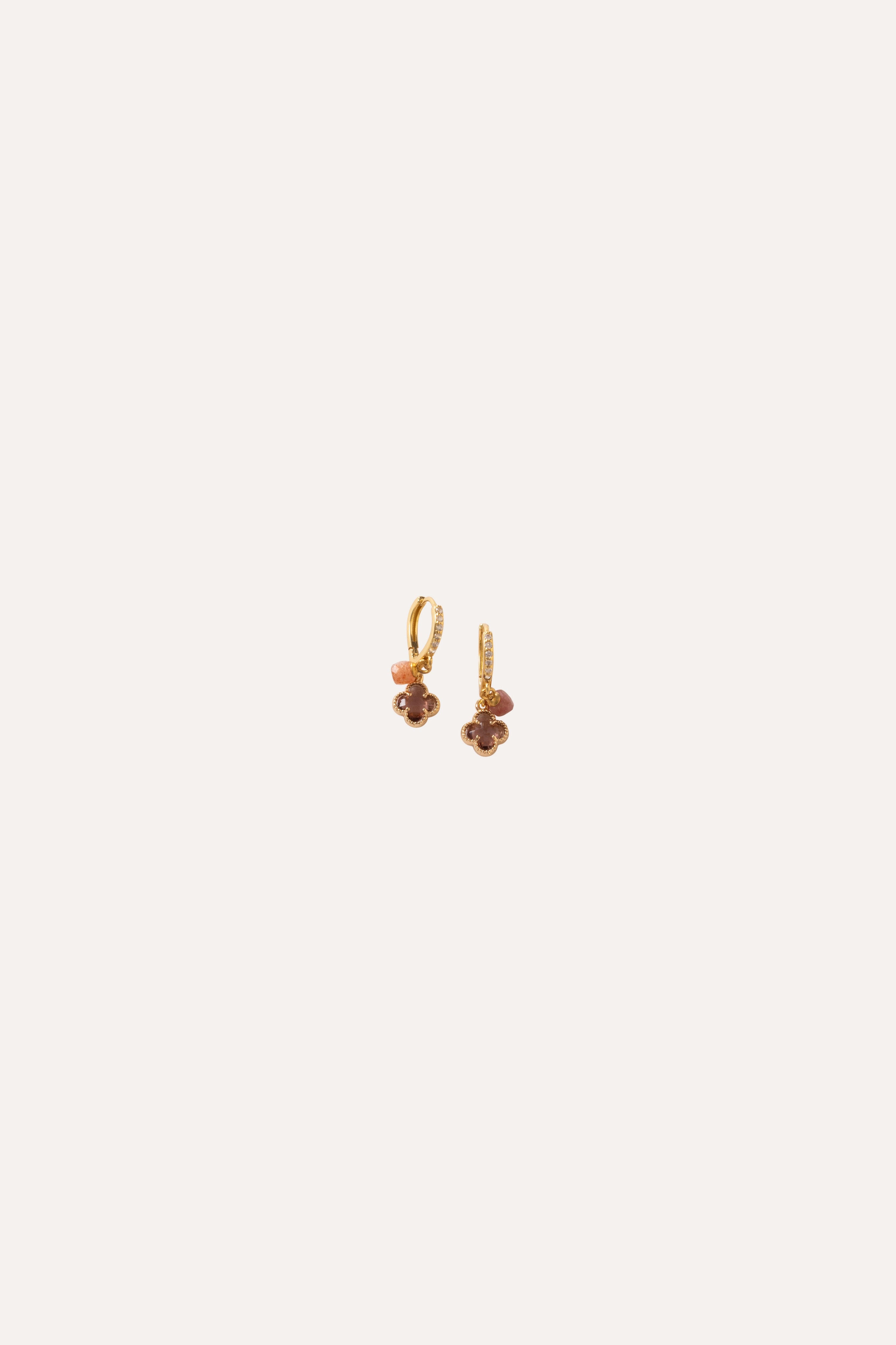 Gabbi Kelly Morganite Clover Gold Huggie Earrings
