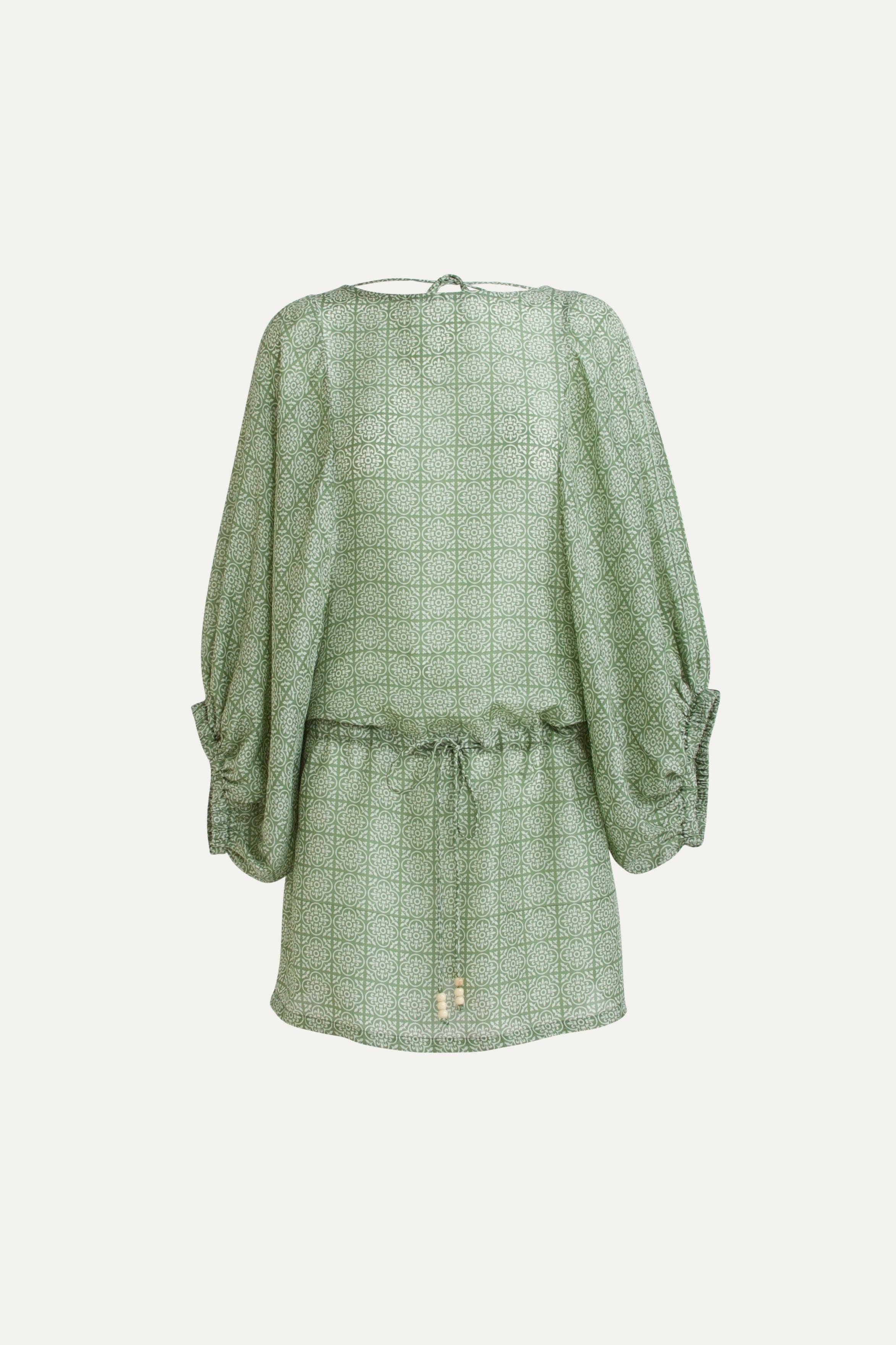 Angelique Jade Green Silk Short Dress