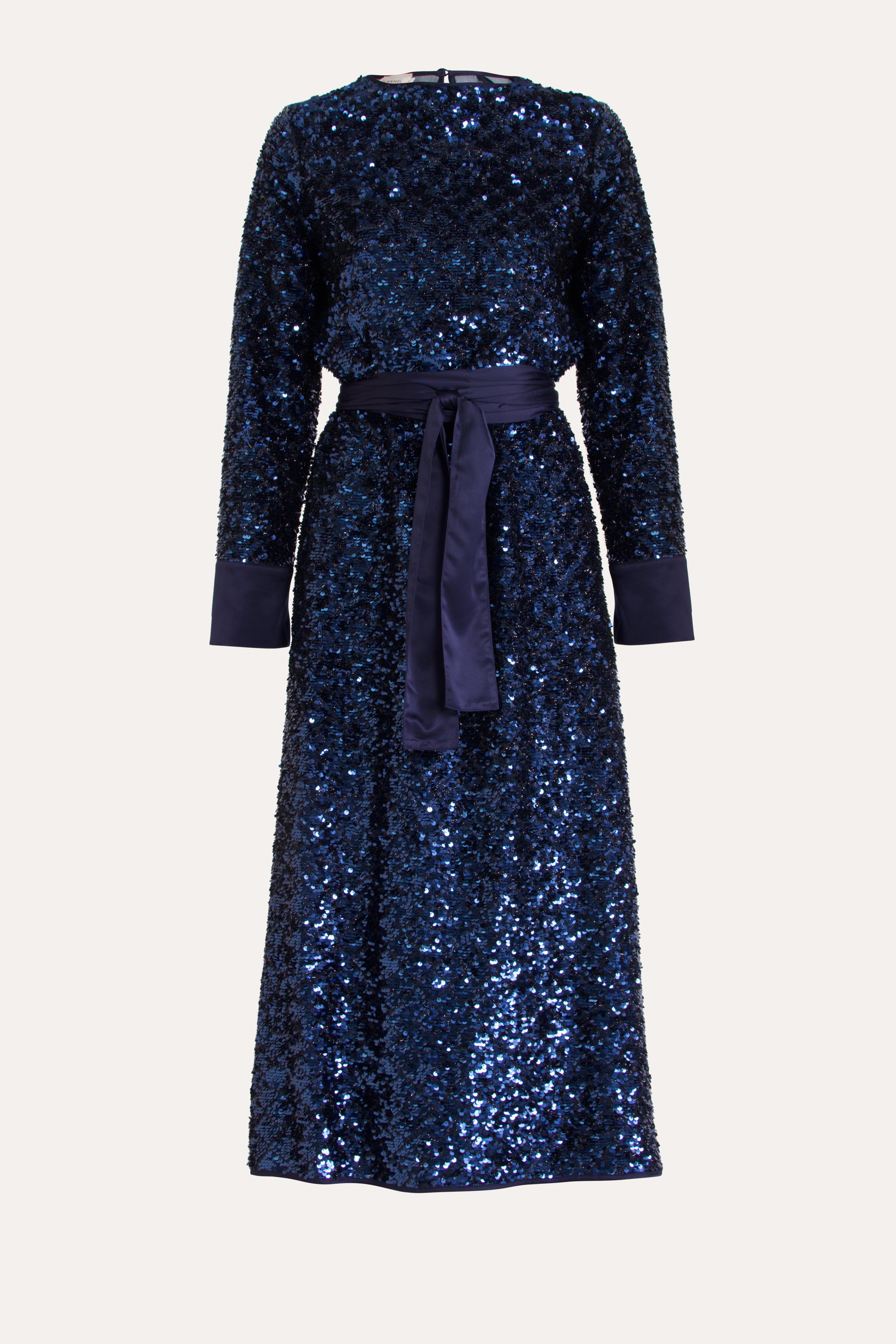 Meg Navy Sequin Long Sleeve Dress