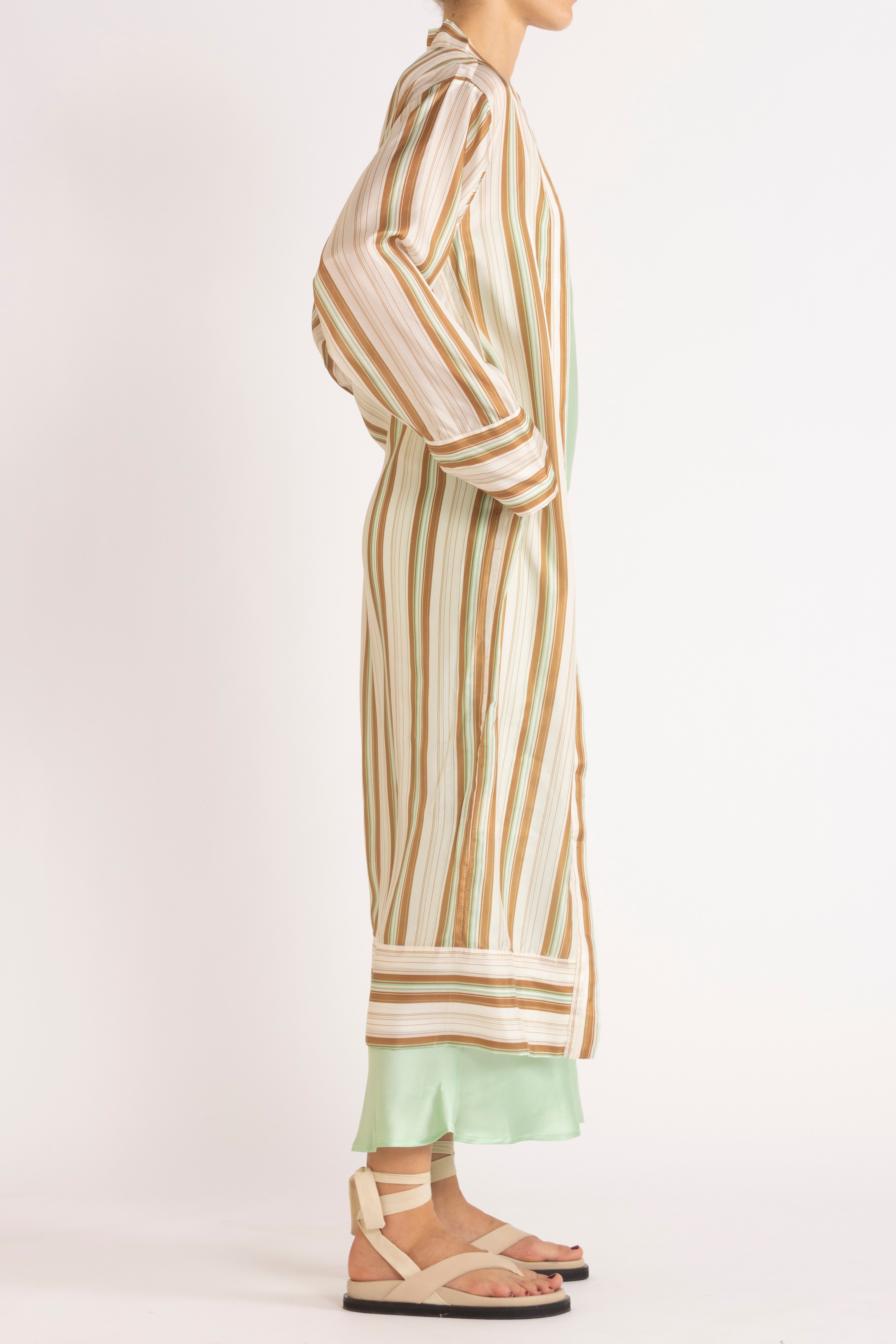 Mira Stripe Silk Long Jacket
