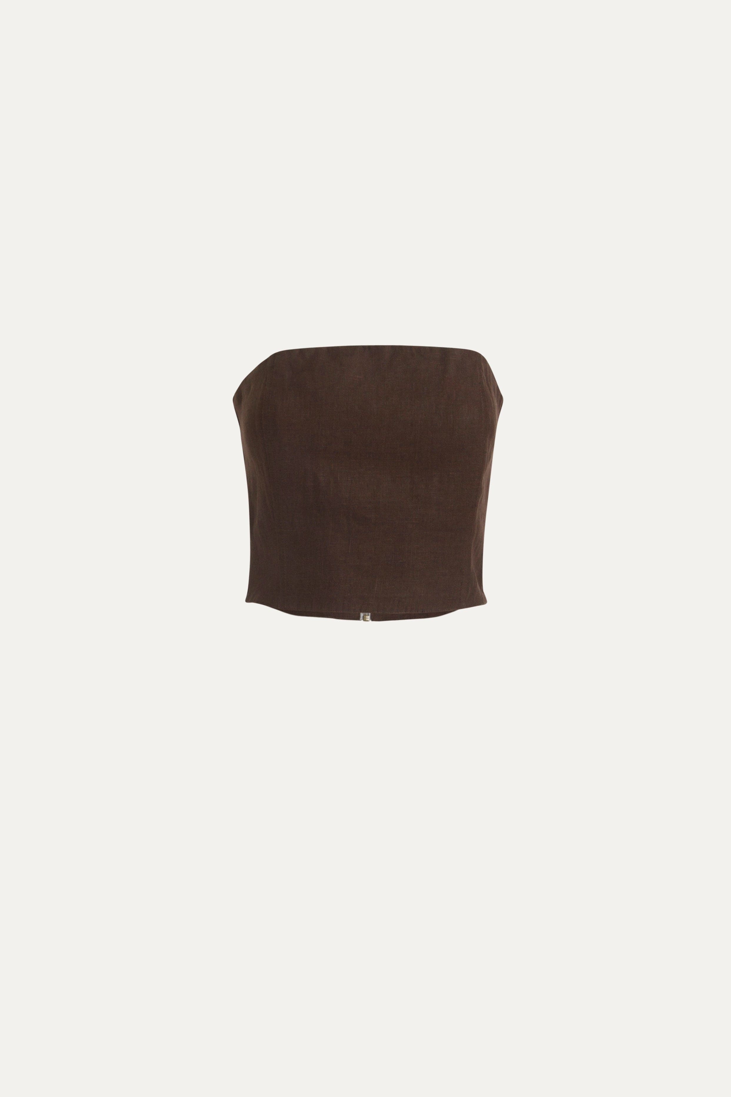 Gabriella Linen Bodice Chocolate