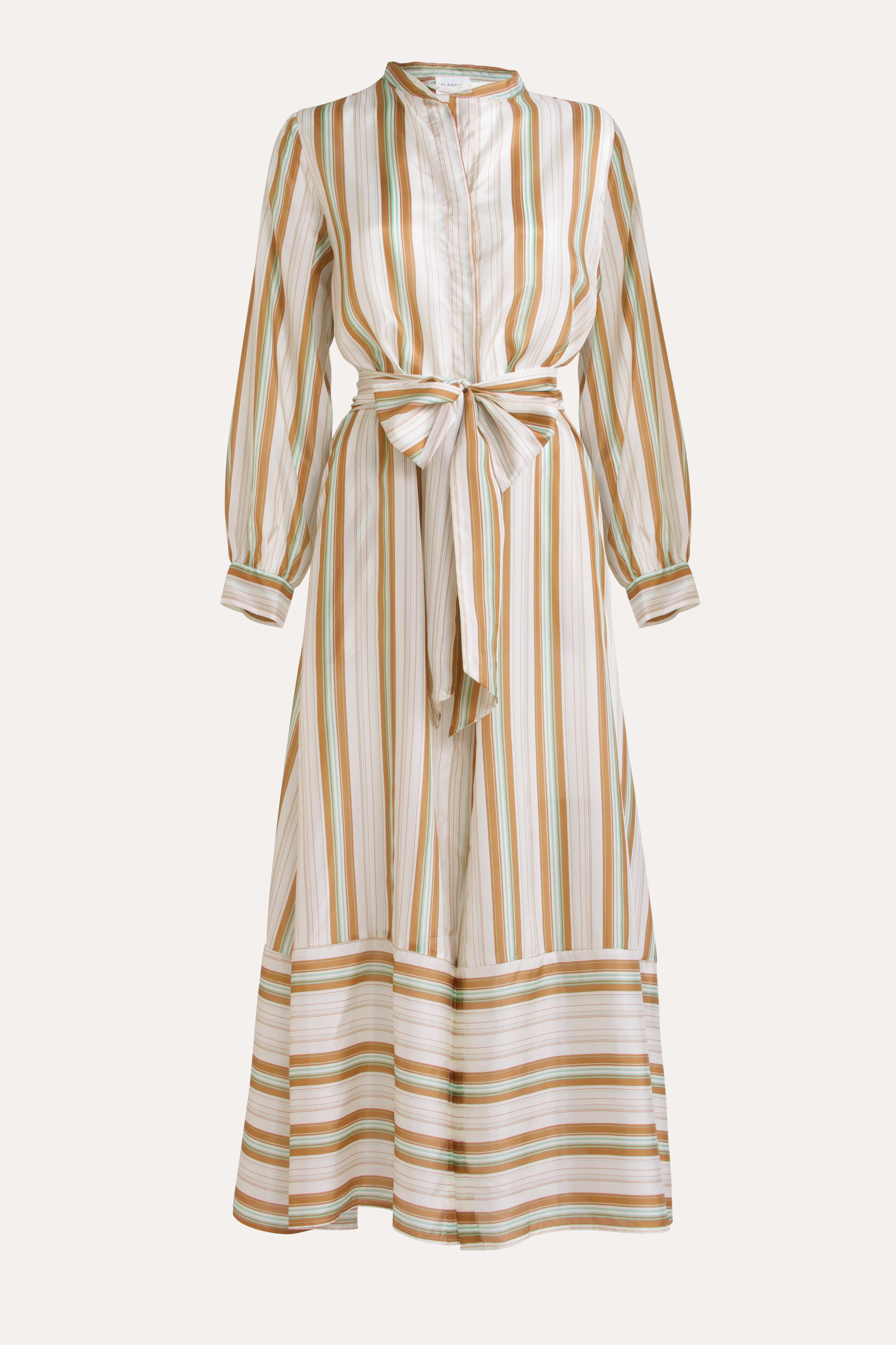 Mira Stripe Silk Shirt Dress