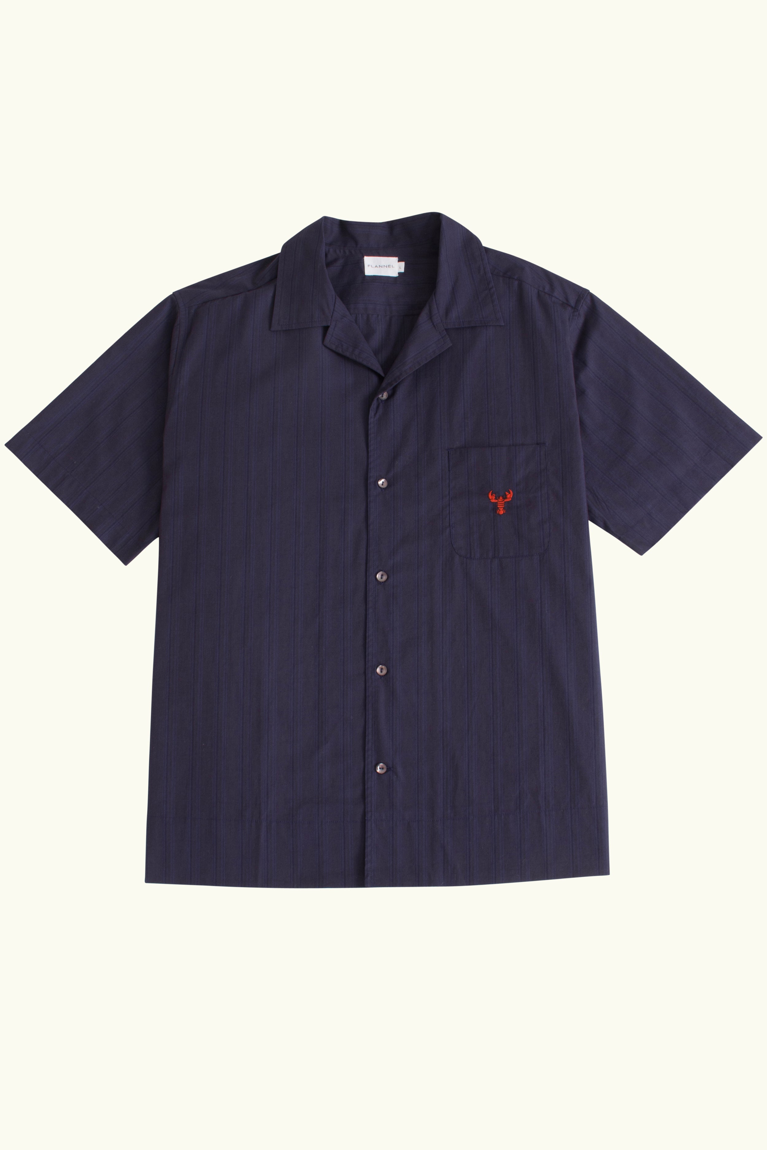Atticus Cotton Short Sleeve Shirt with Lobster Embroidery