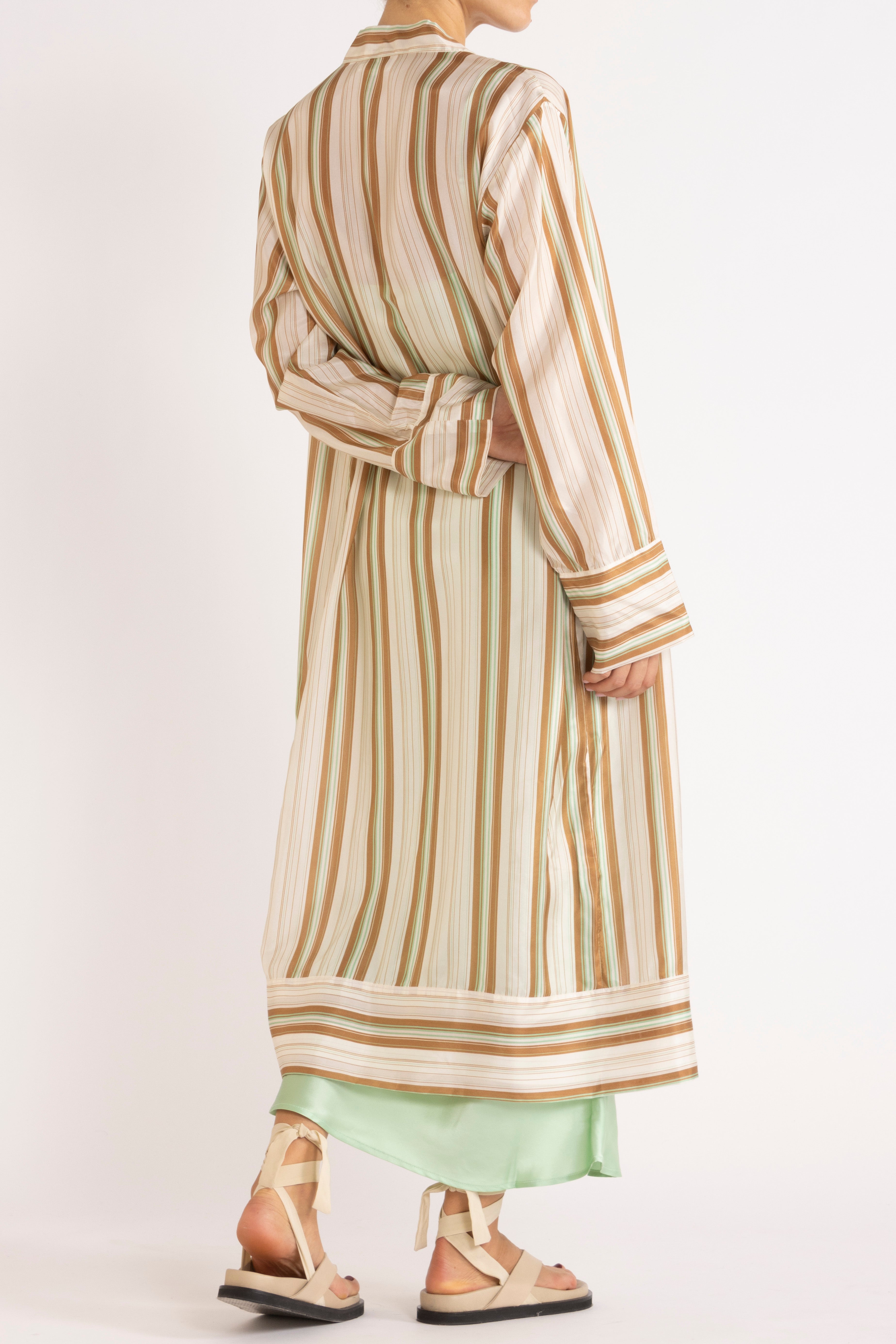Mira Stripe Silk Long Jacket
