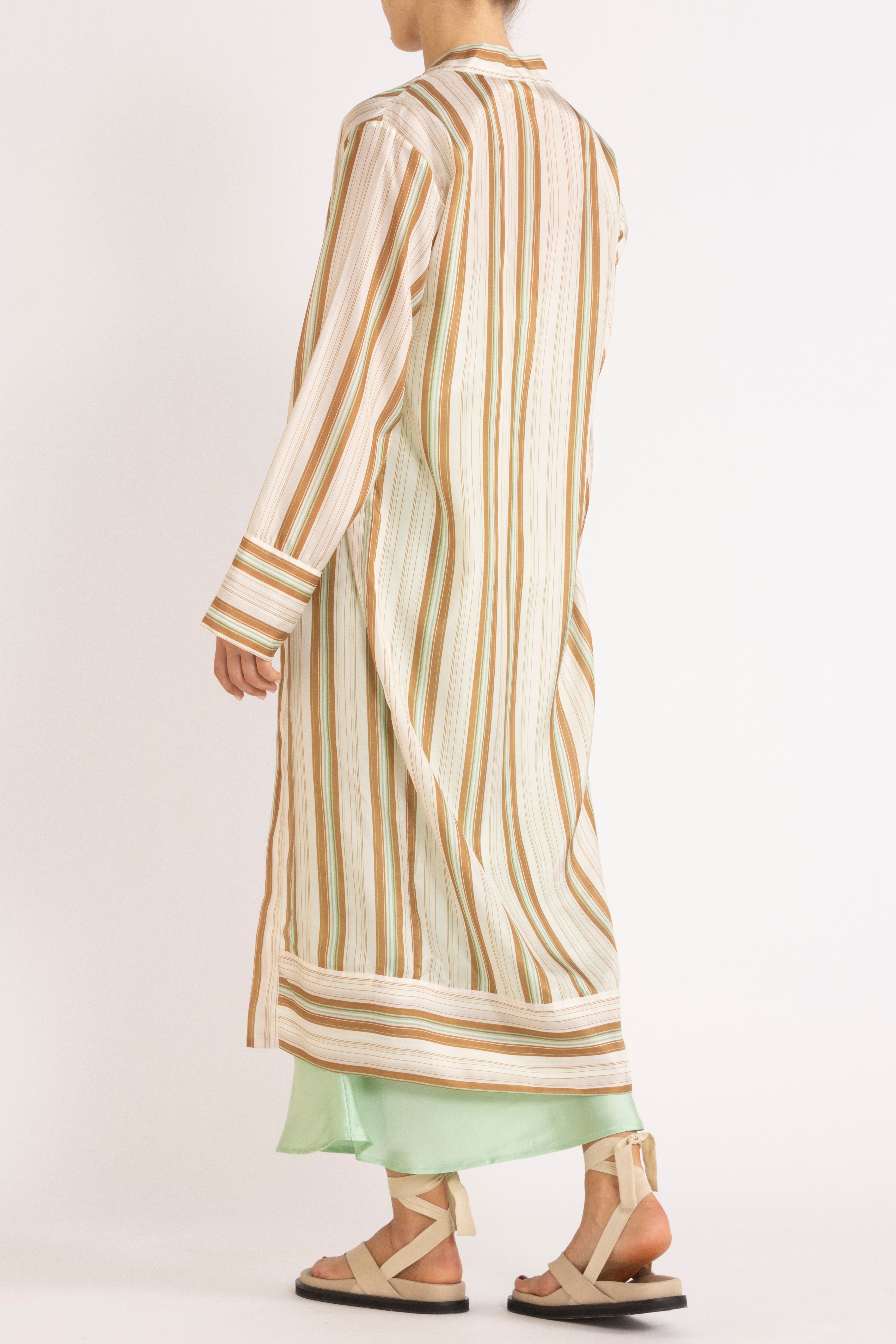 Mira Stripe Silk Long Jacket