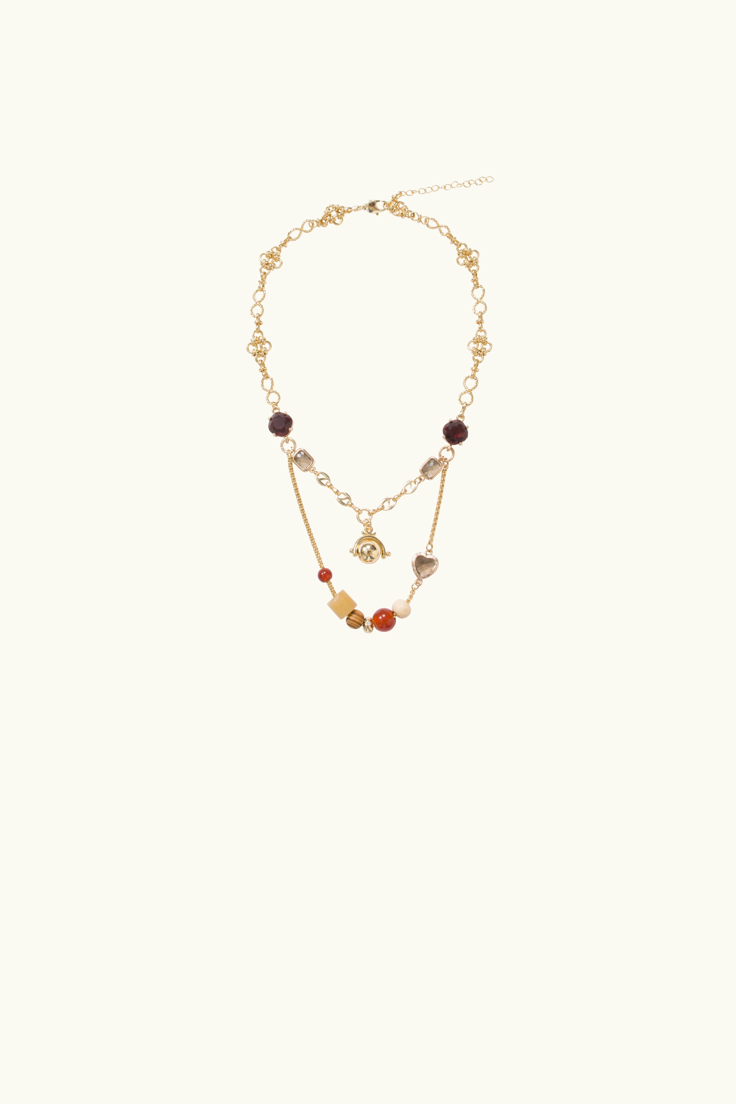 Gabbi Kelly Layered Gemstone & Spinning Sphere Necklace