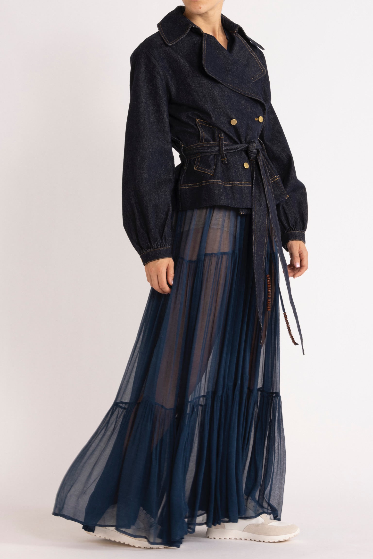 Fern Indigo Denim Short Trench Jacket