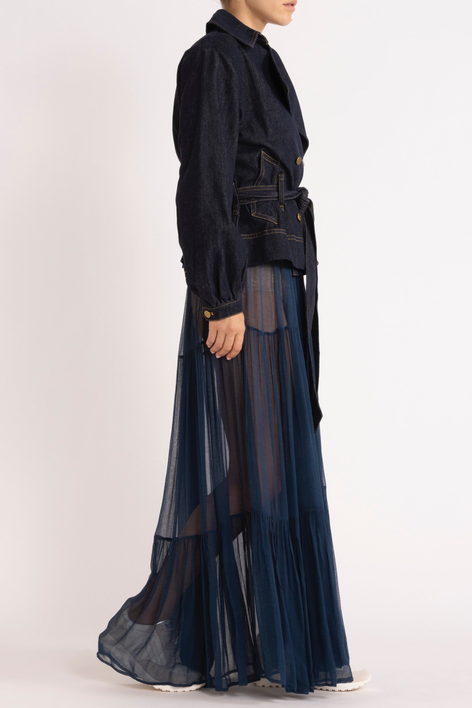 Fern Indigo Denim Short Trench Jacket