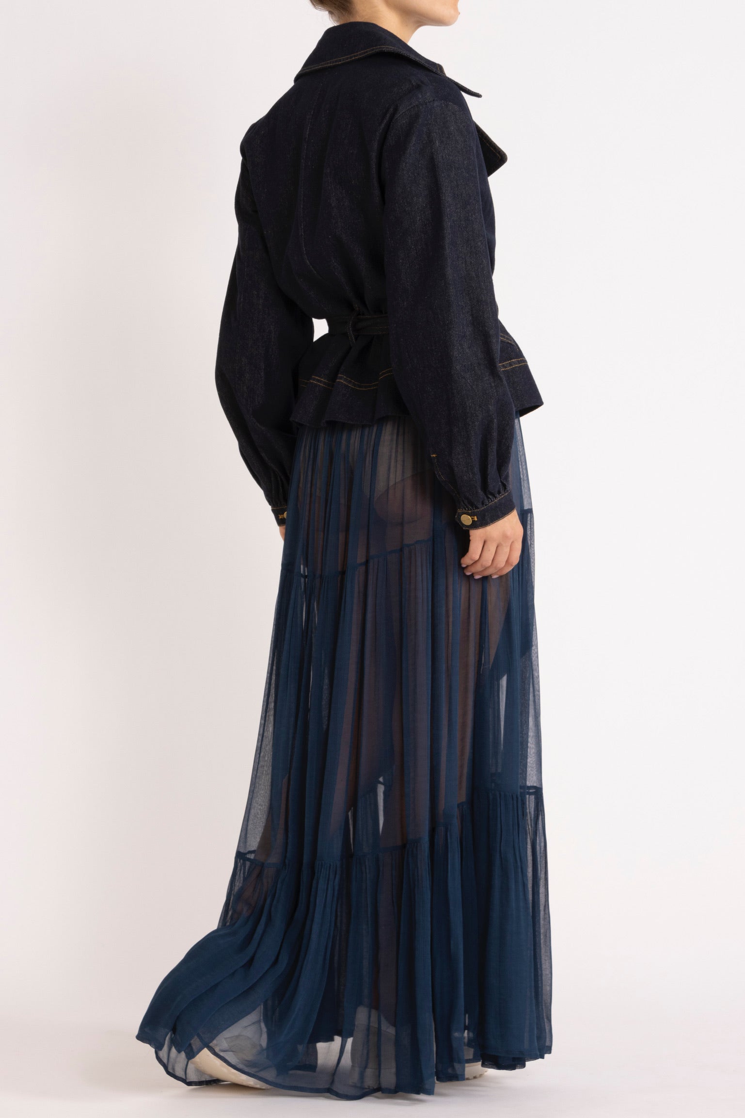 Fern Indigo Denim Short Trench Jacket