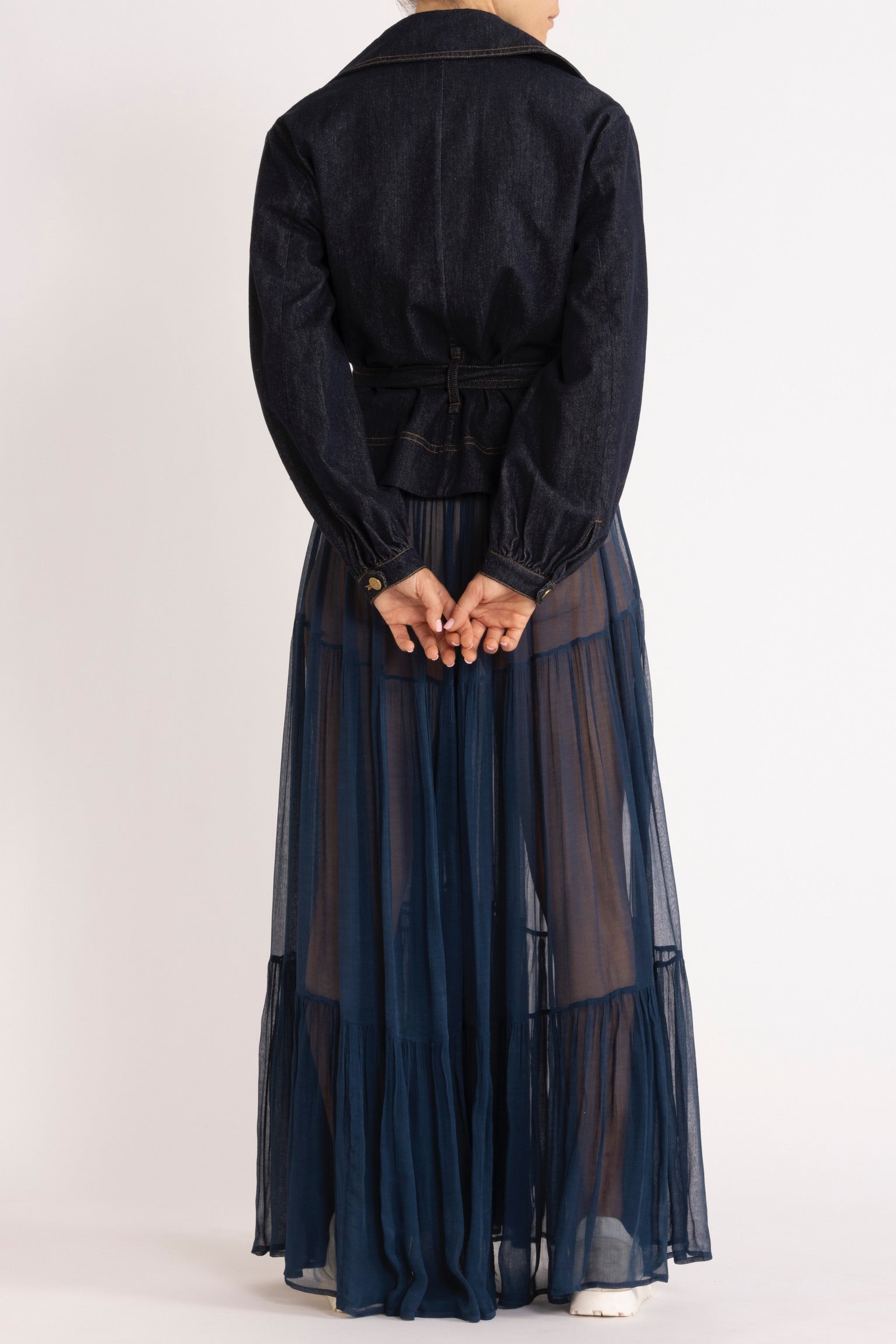 Fern Indigo Denim Short Trench Jacket