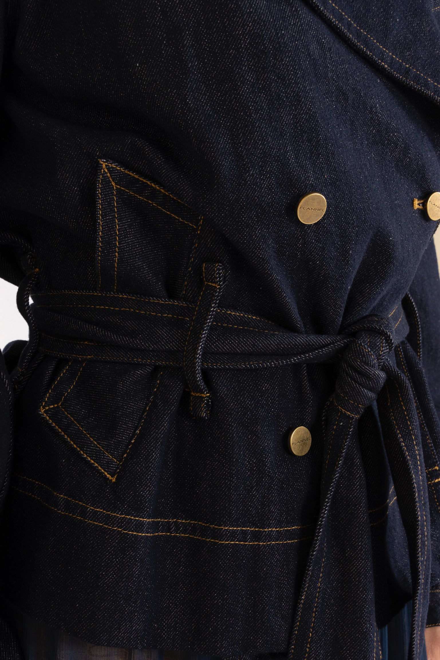 Fern Indigo Denim Short Trench Jacket