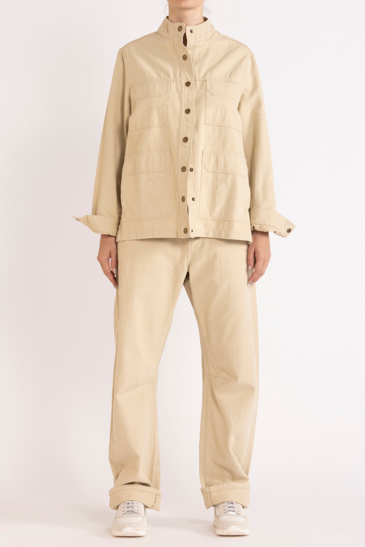 Melina Cotton Twill Bow-Leg Pant