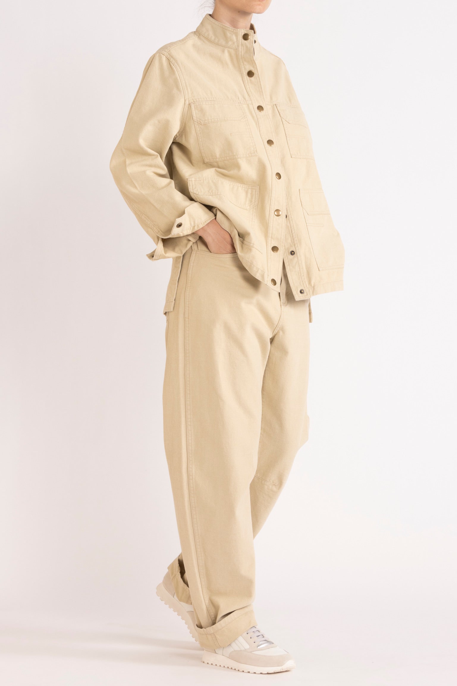 Melina Cotton Twill Bow-Leg Pant