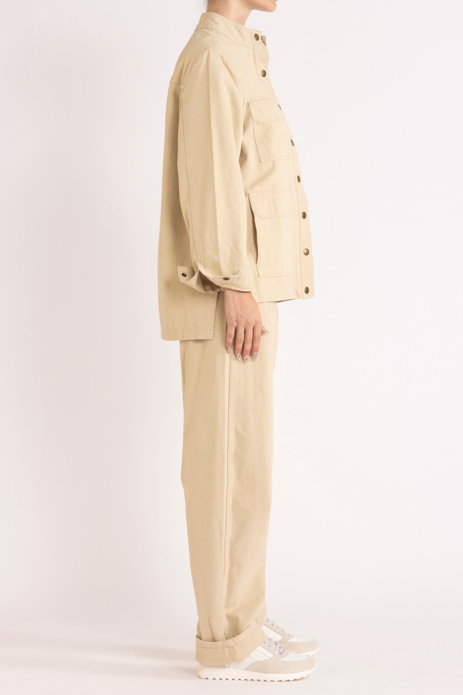 Melina Cotton Twill Bow-Leg Pant