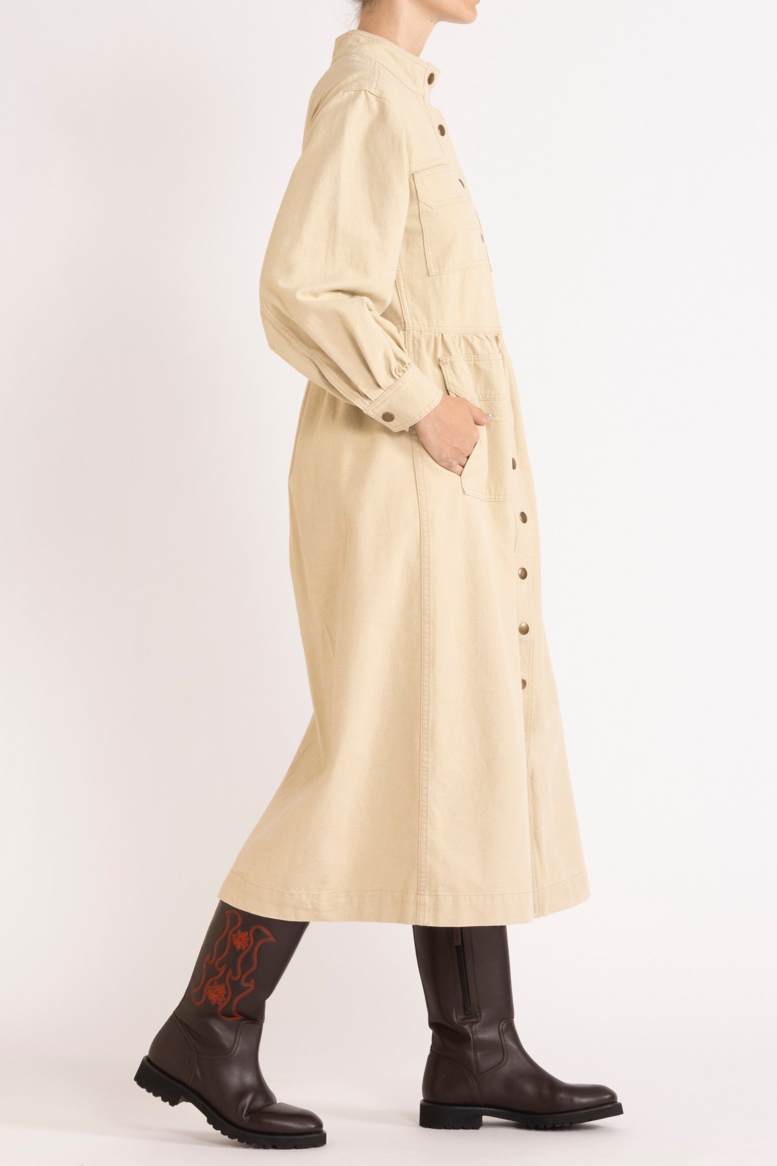 Melina Cotton Twill Dress Side Look