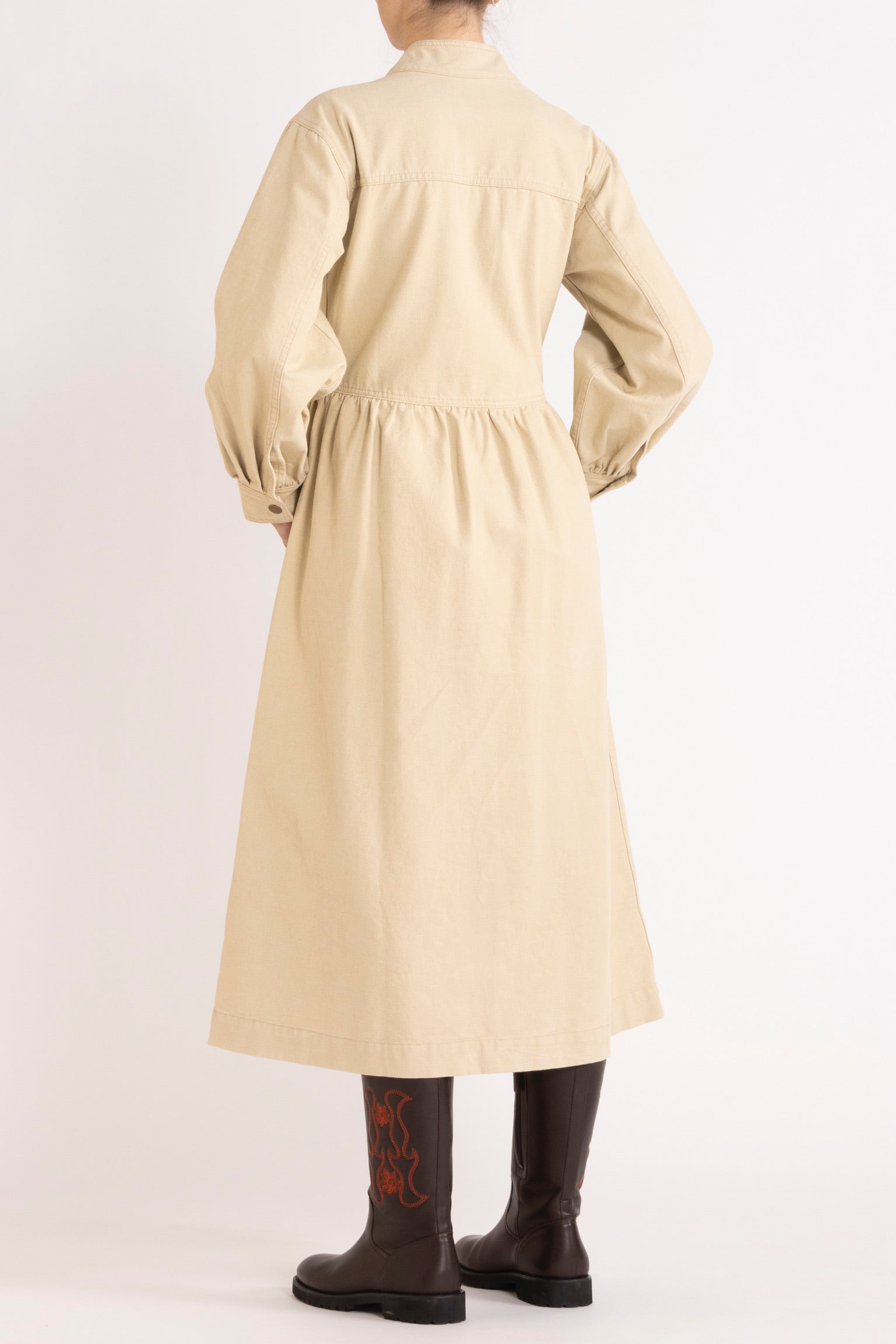 Cotton Twill Dress in stone