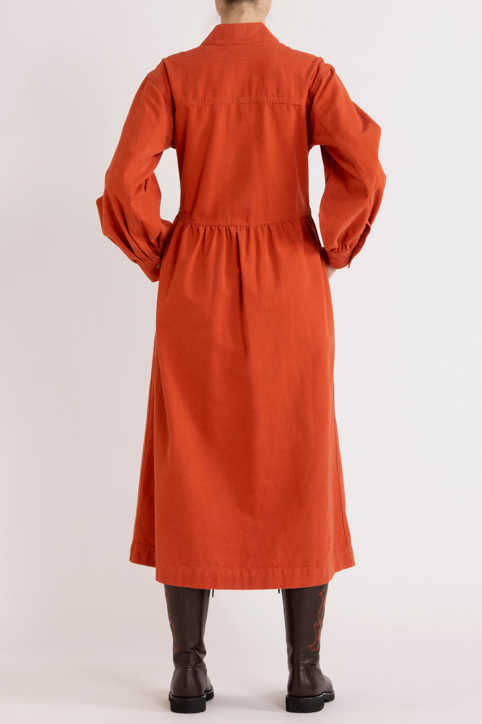 Paprika Cotton Twill Dress  Back