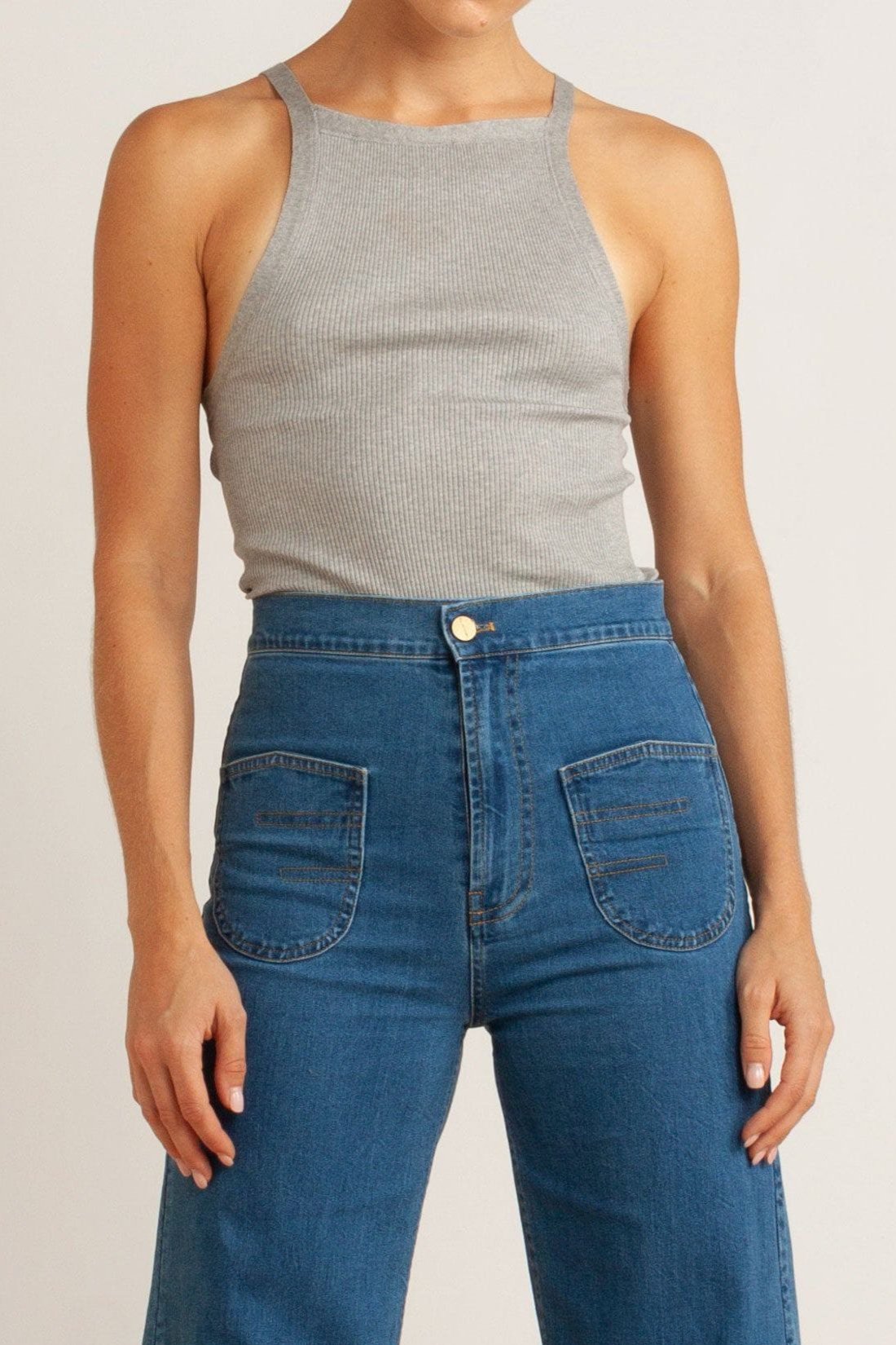 Clover Ribbed Silk-Cotton Tank