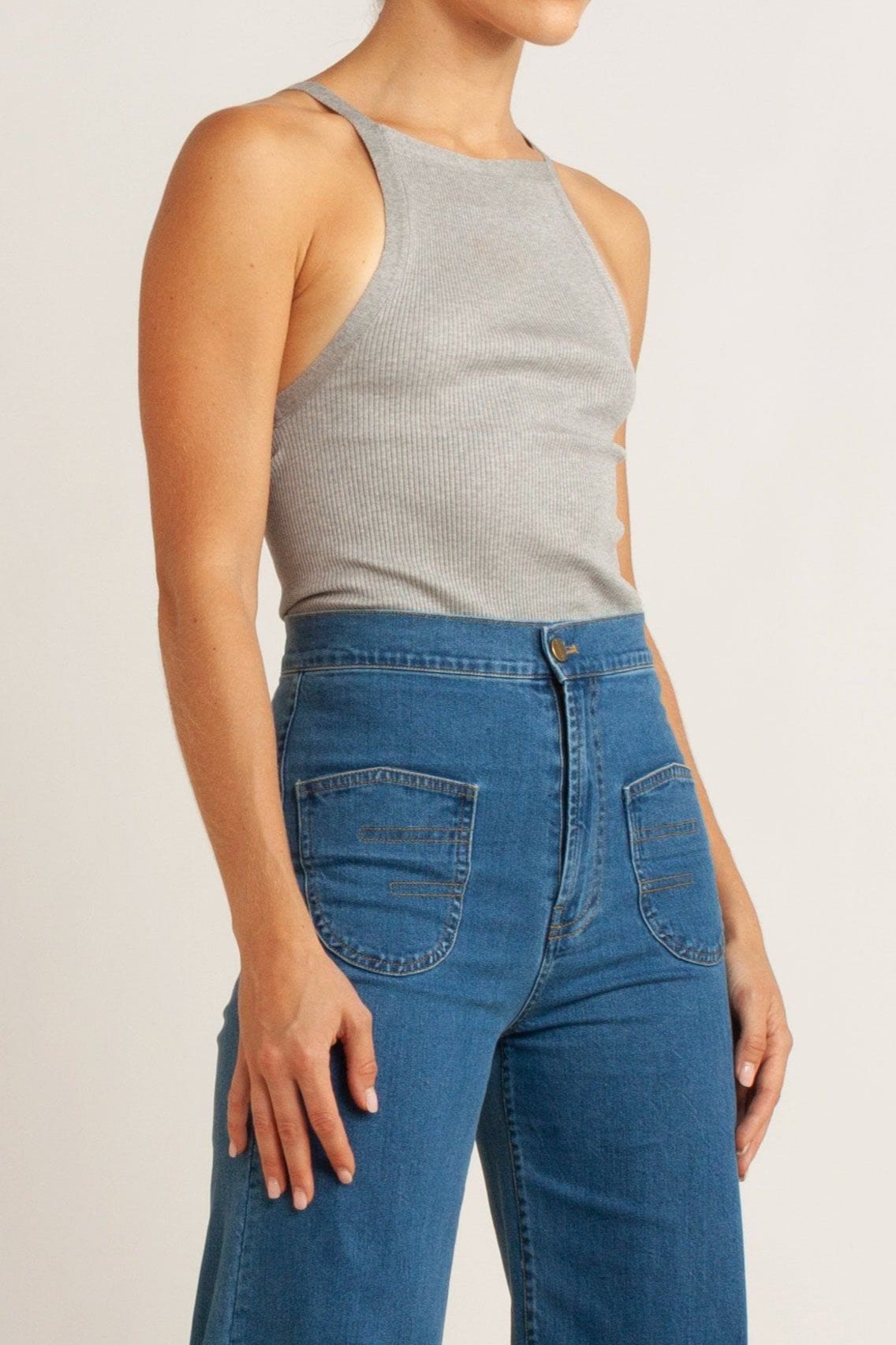 Clover Ribbed Silk-Cotton Tank