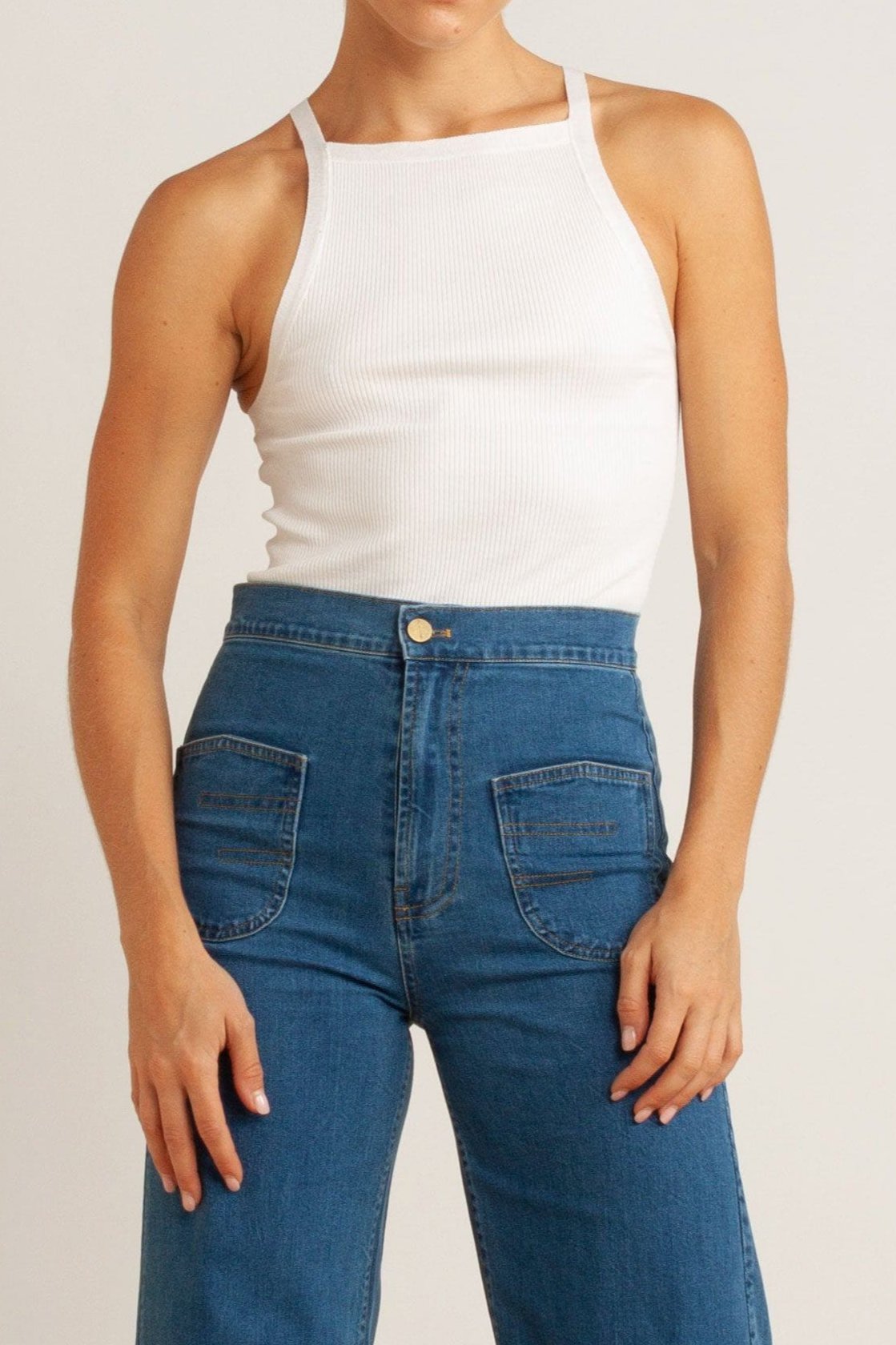 Clover Ribbed Silk-Cotton Tank