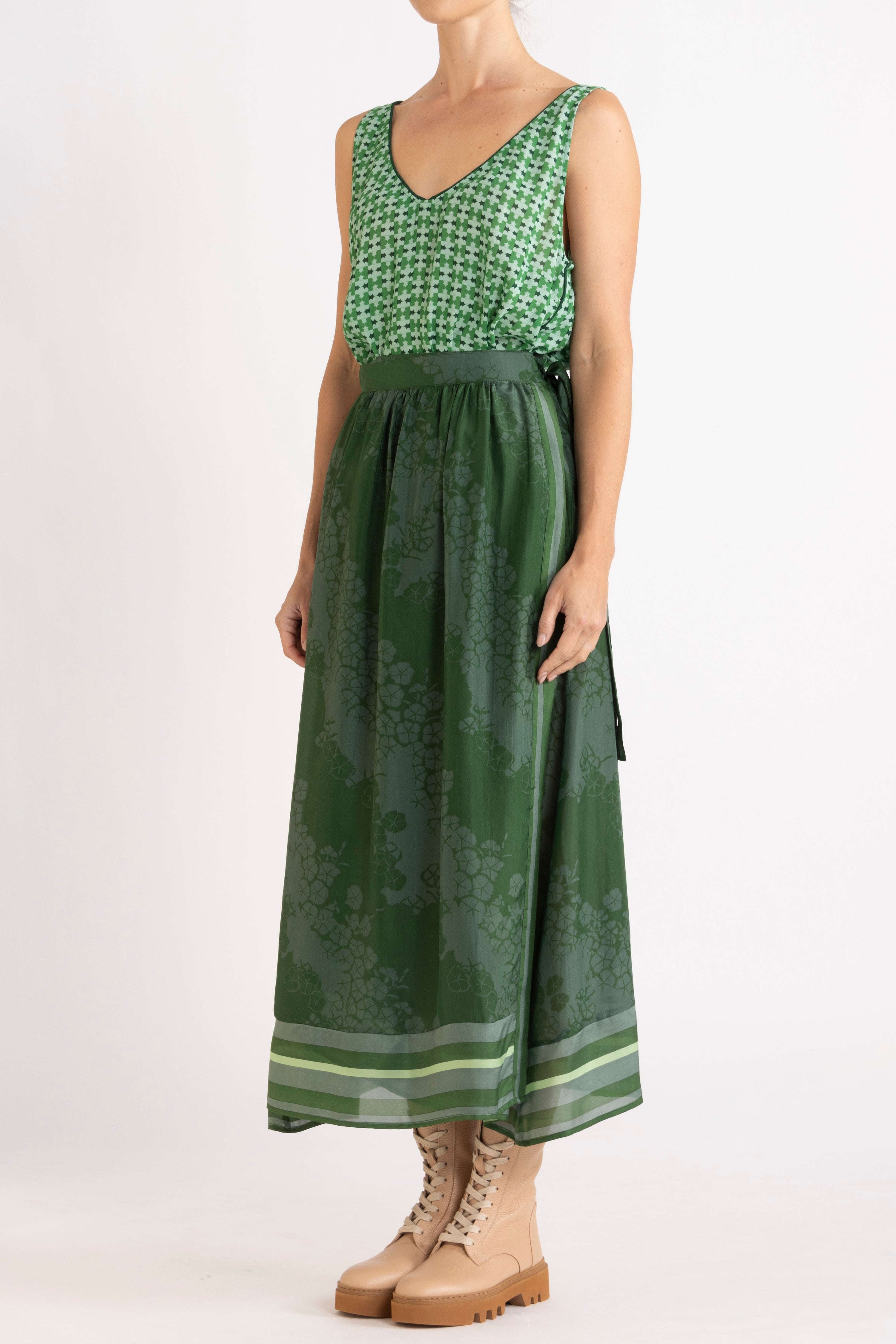 Arden Printed Silk Wrap Skirt