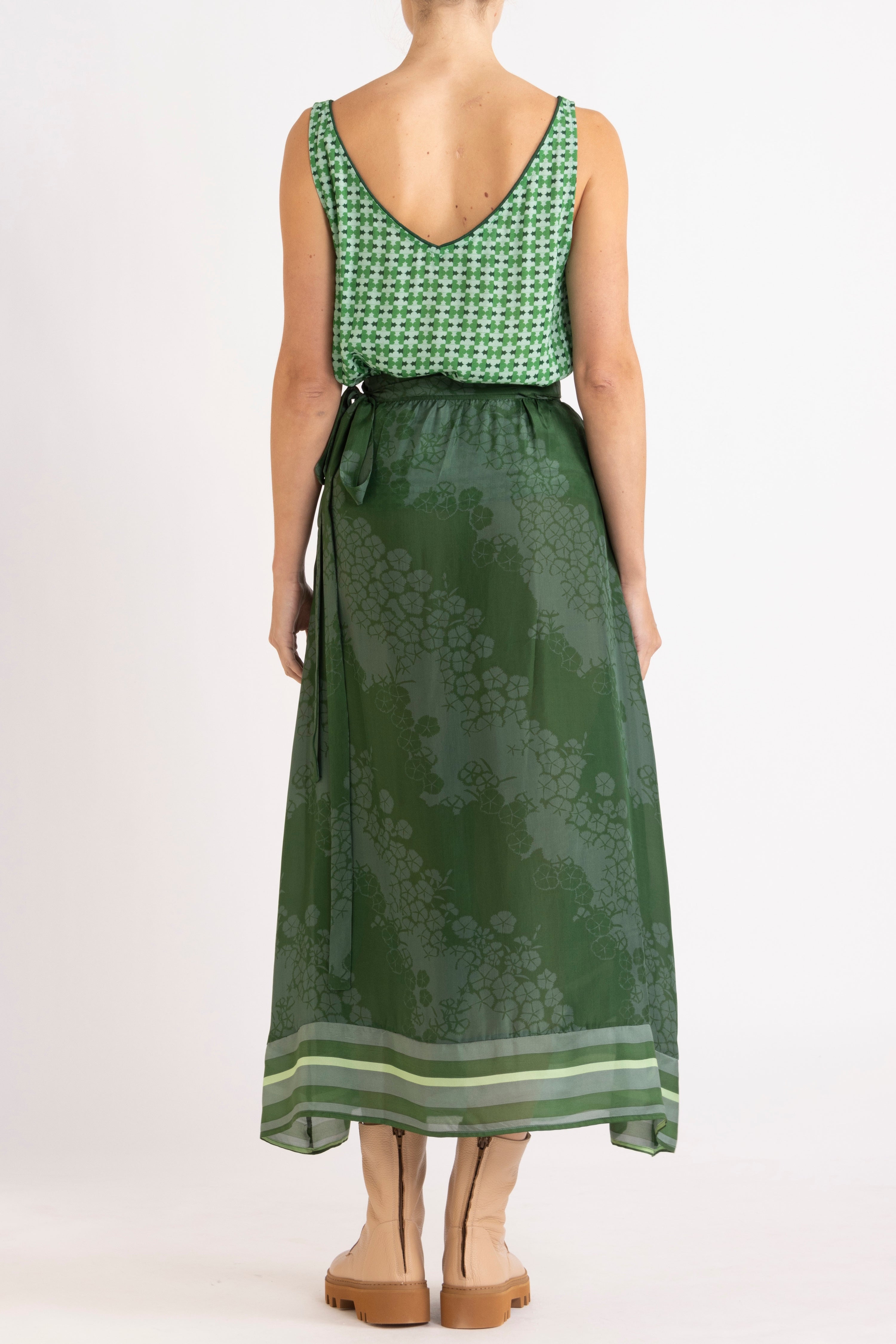 Arden Printed Silk Wrap Skirt
