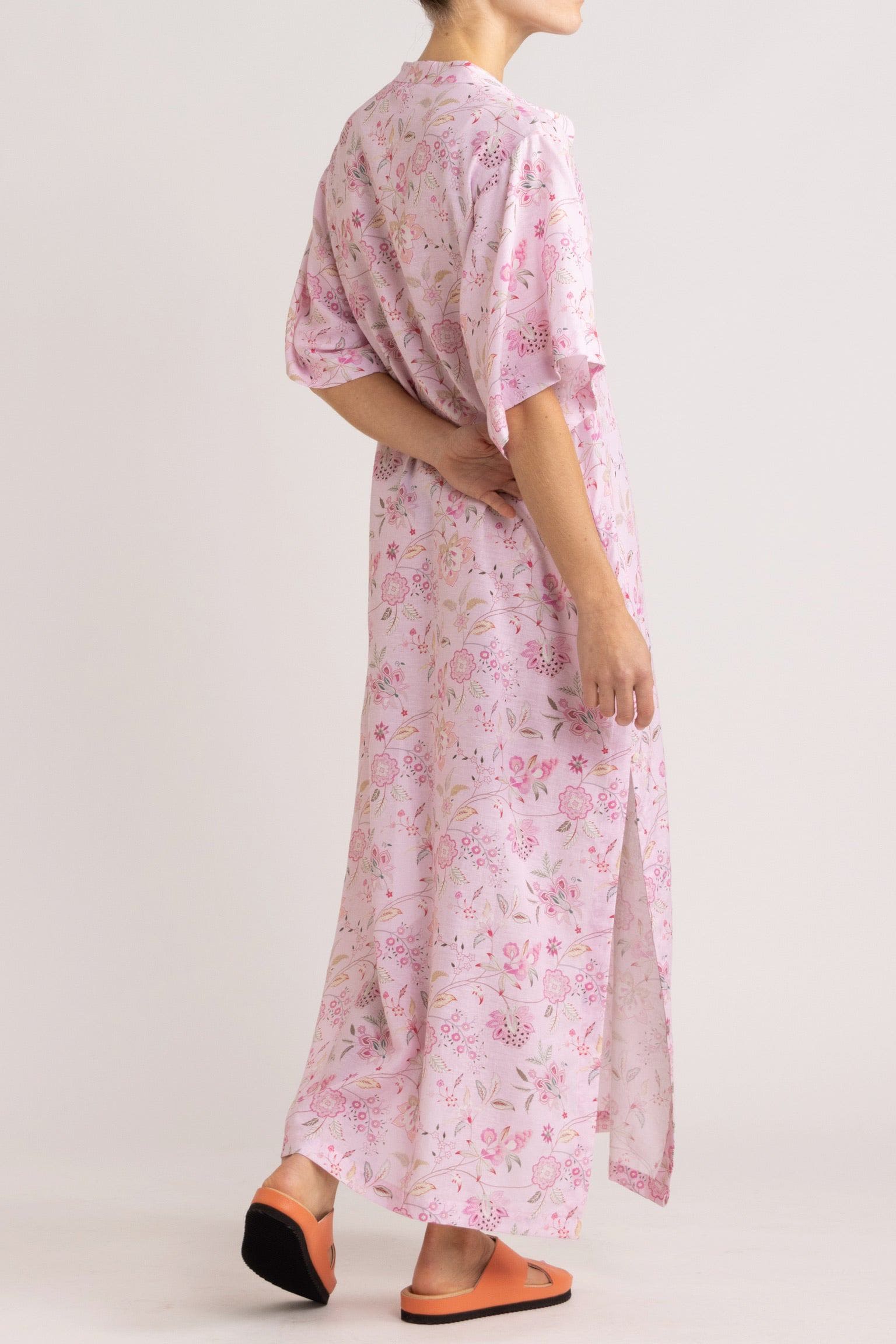 Harlow Pink Floral Cotton-Linen Dress